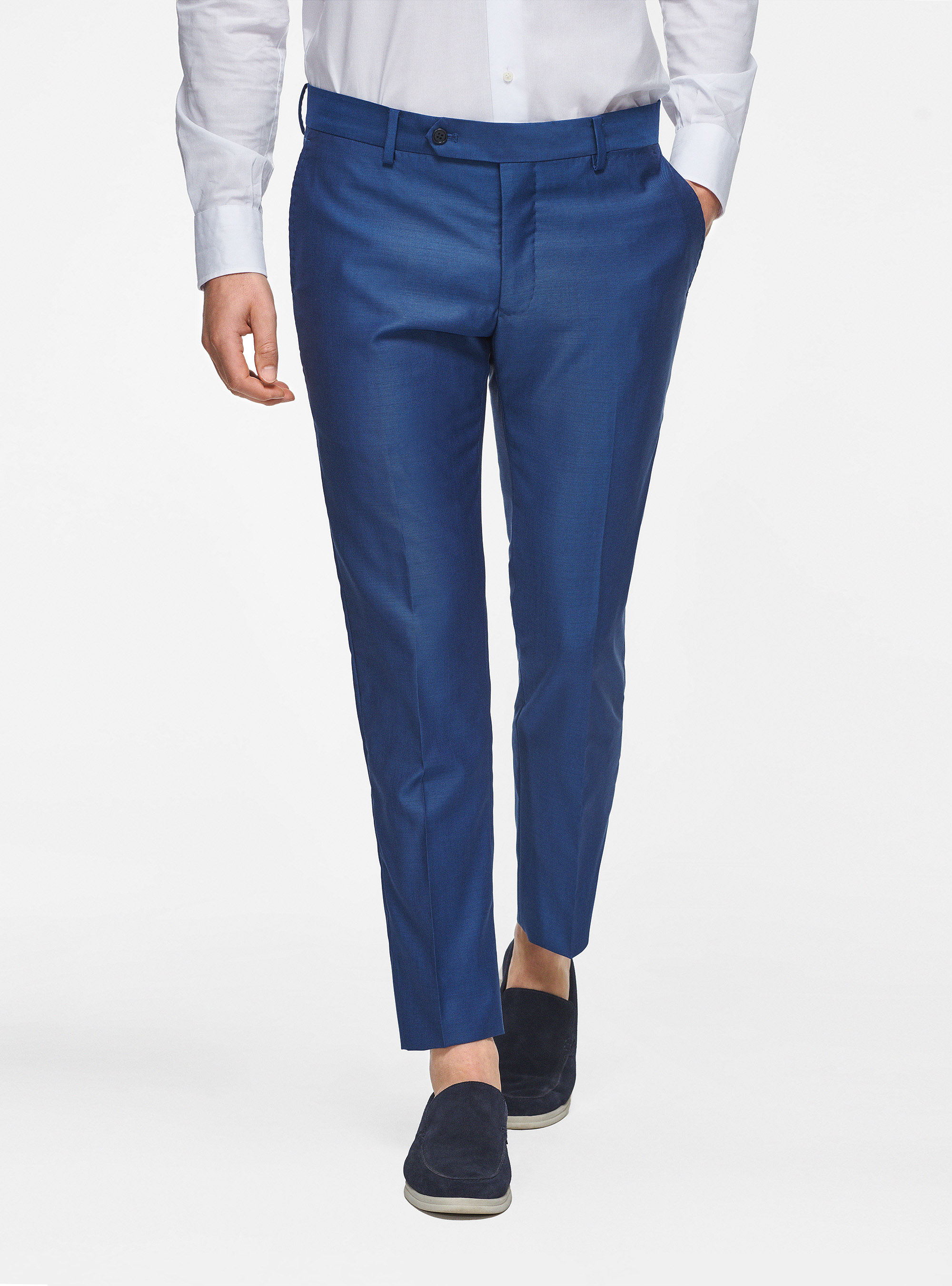 Pantaloni in pura lana superfine 110's, BLU