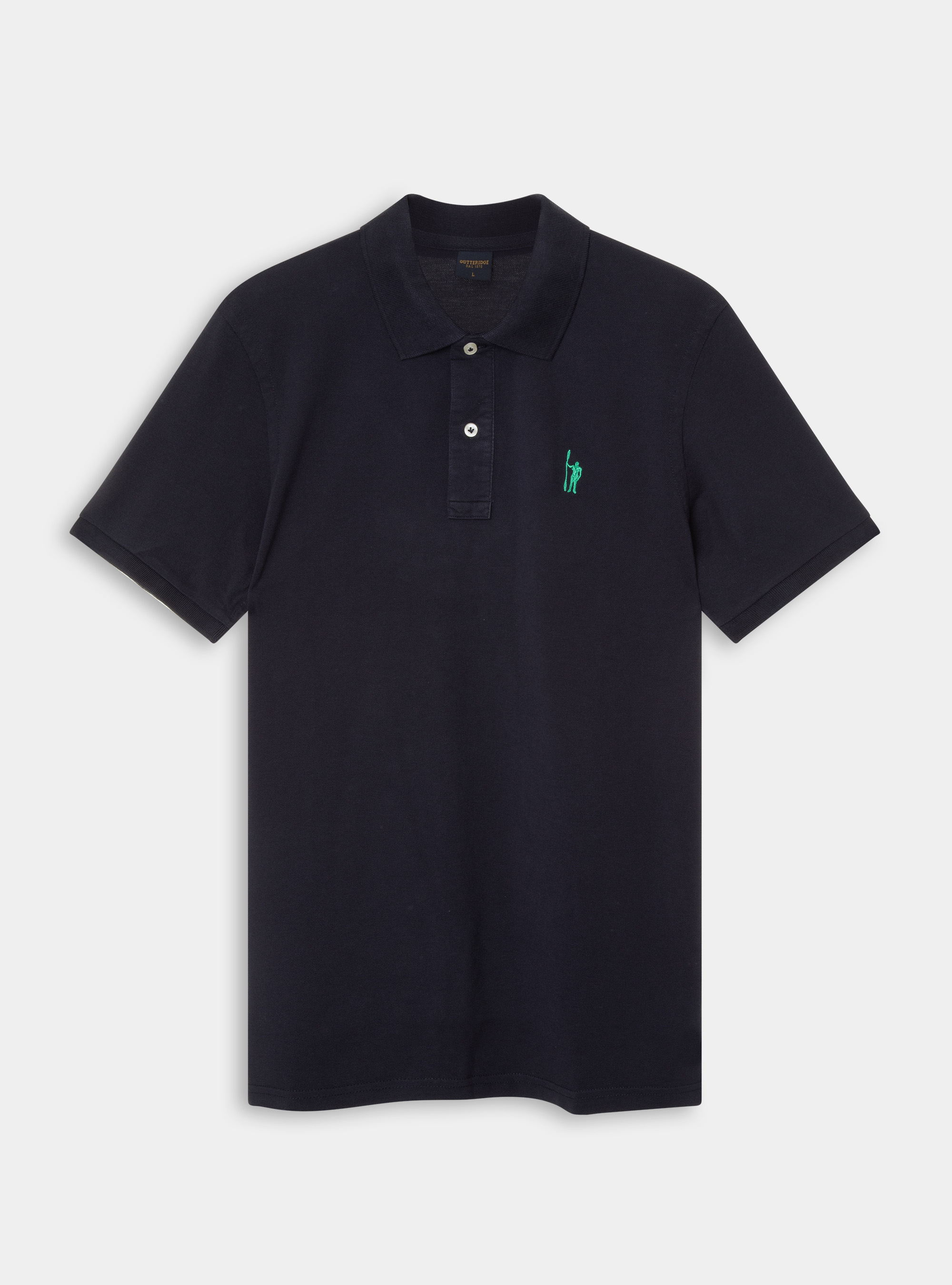 Classic cotton pique polo with embroidery, NAVY BLUE