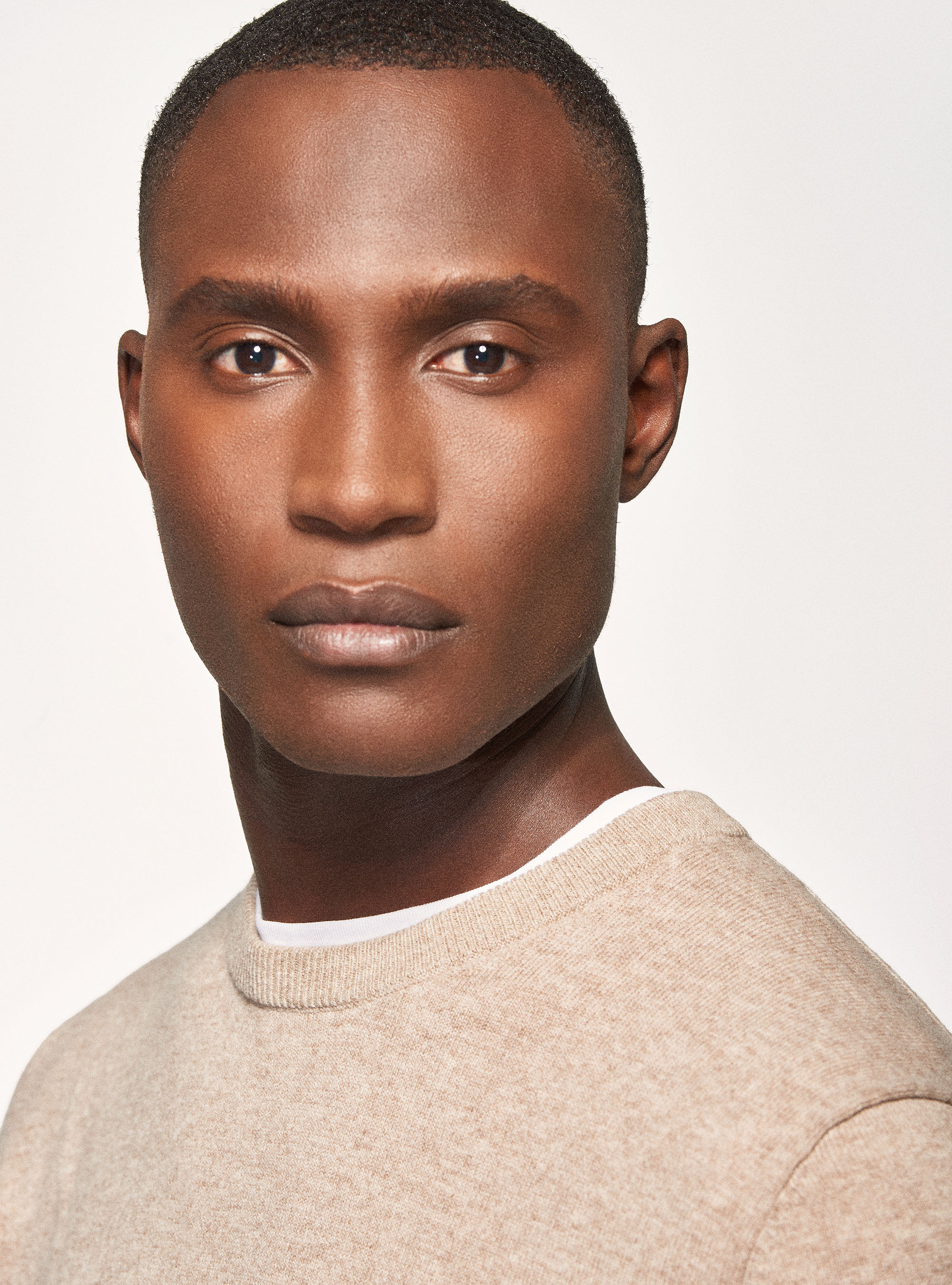 Maglia girocollo in lana lambswool e cashmere, PANNA