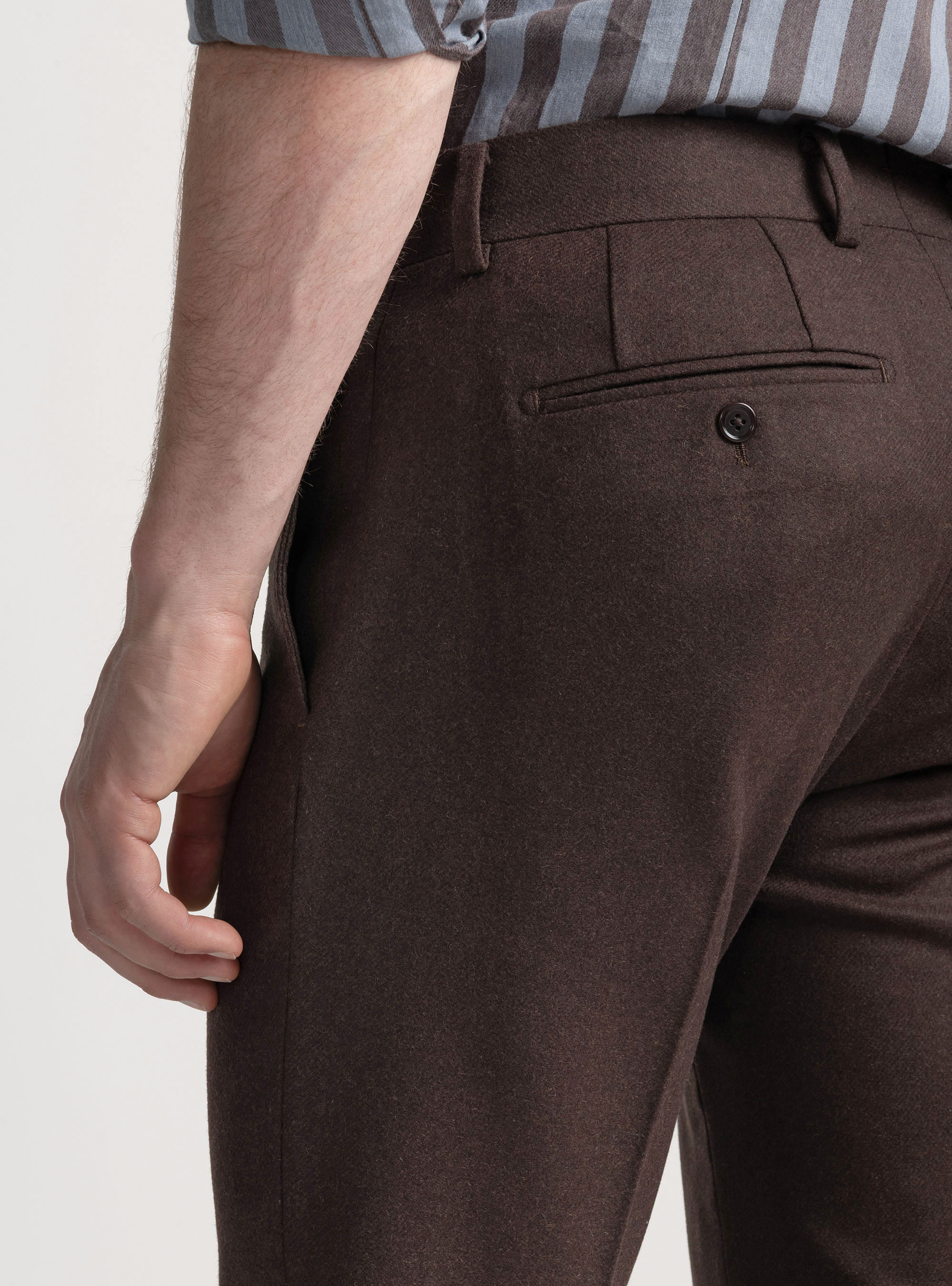 Pantaloni in flanella misto lana, MARRONE