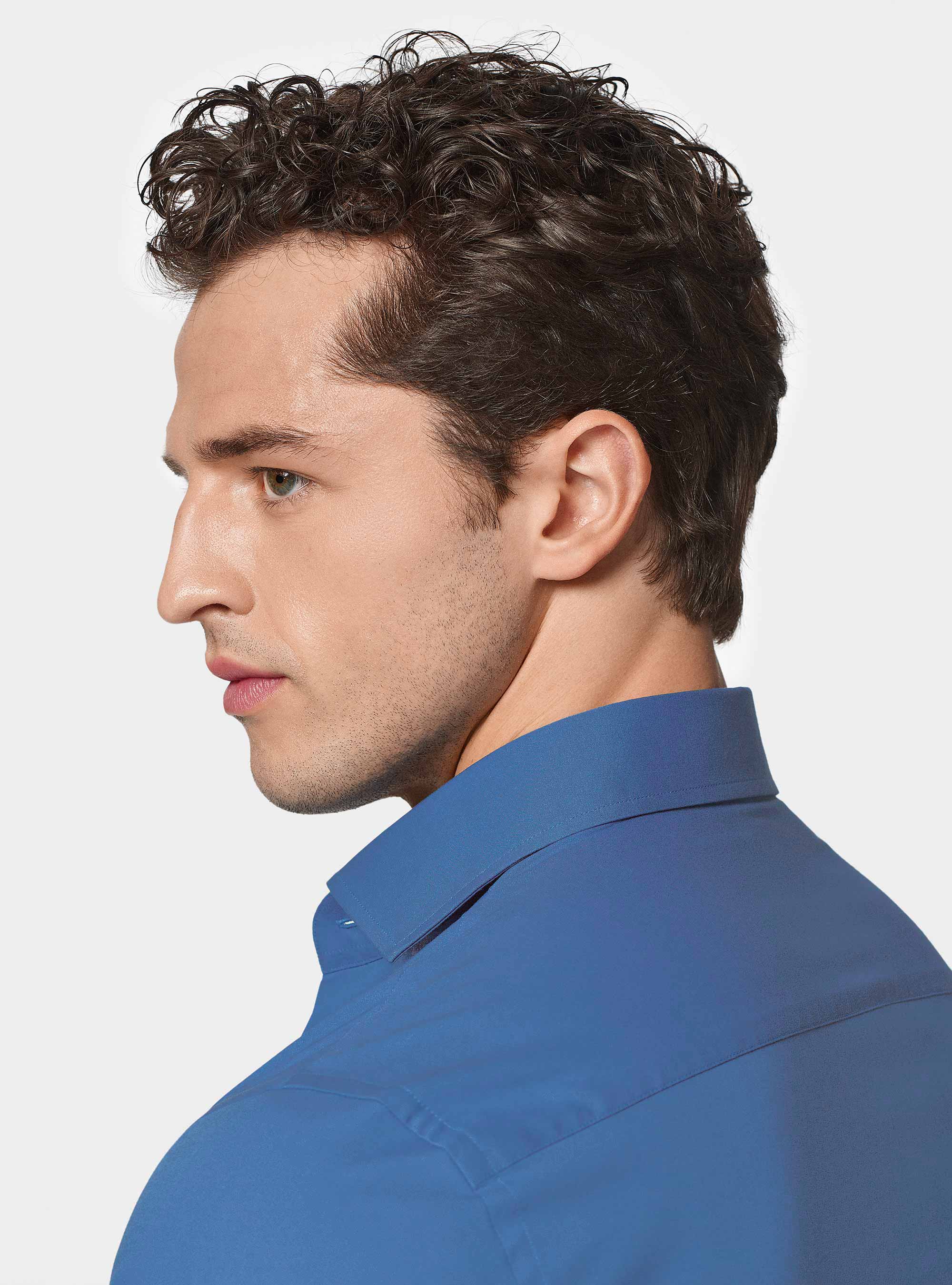 Chemise en popeline stretch, 0226C CERULEO