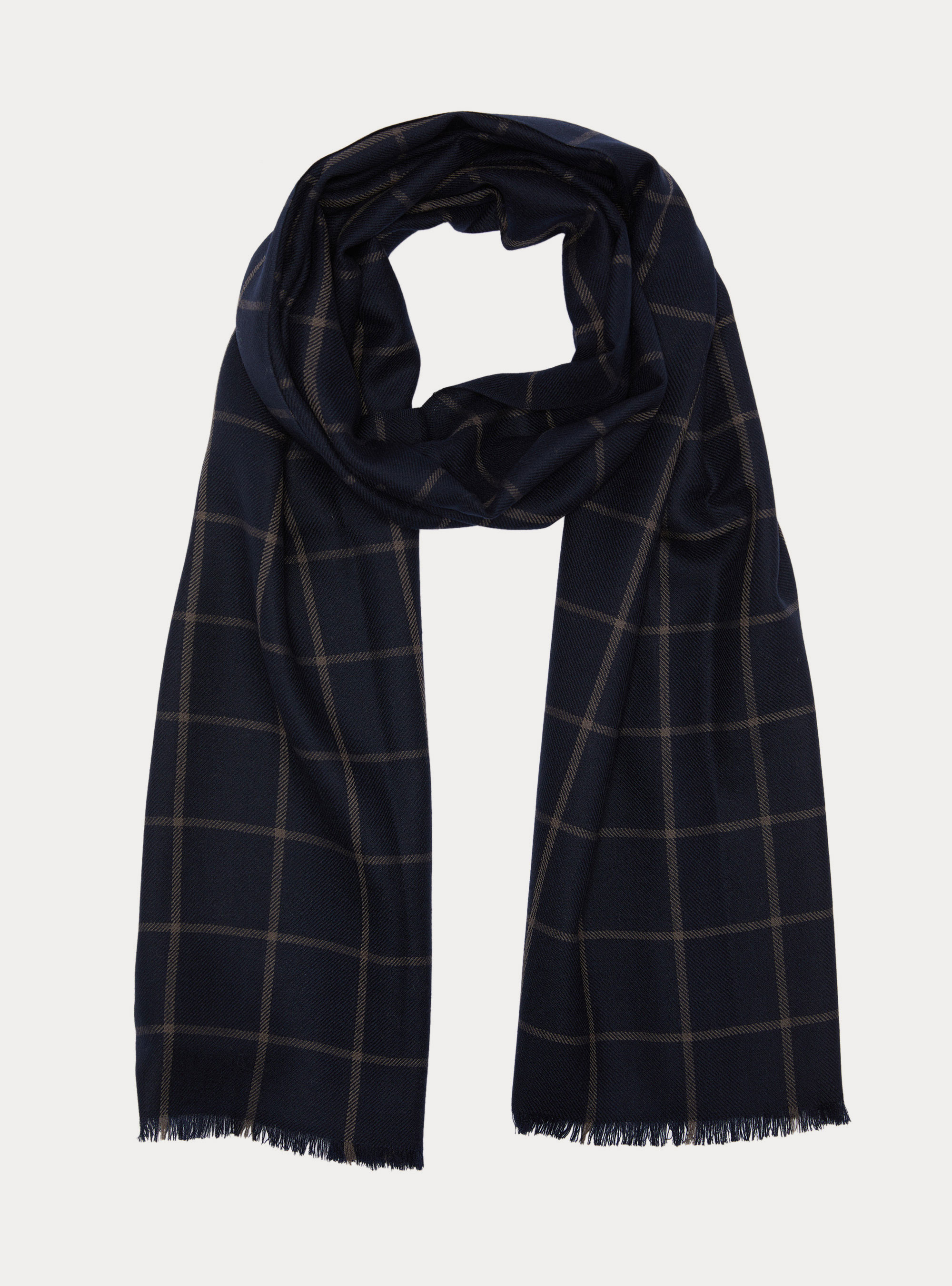 Sciarpa in lana fantasia, NAVY BLUE