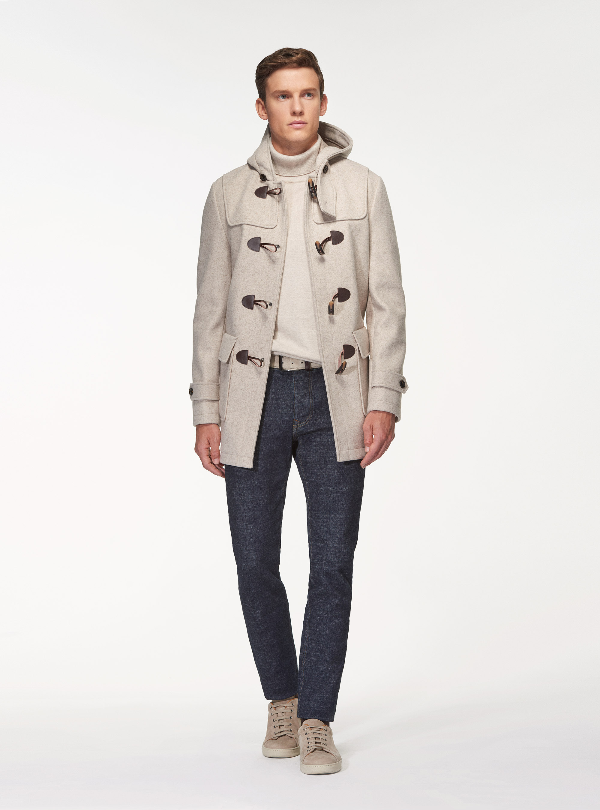 Montgomery with hood in wool blend, ECRU