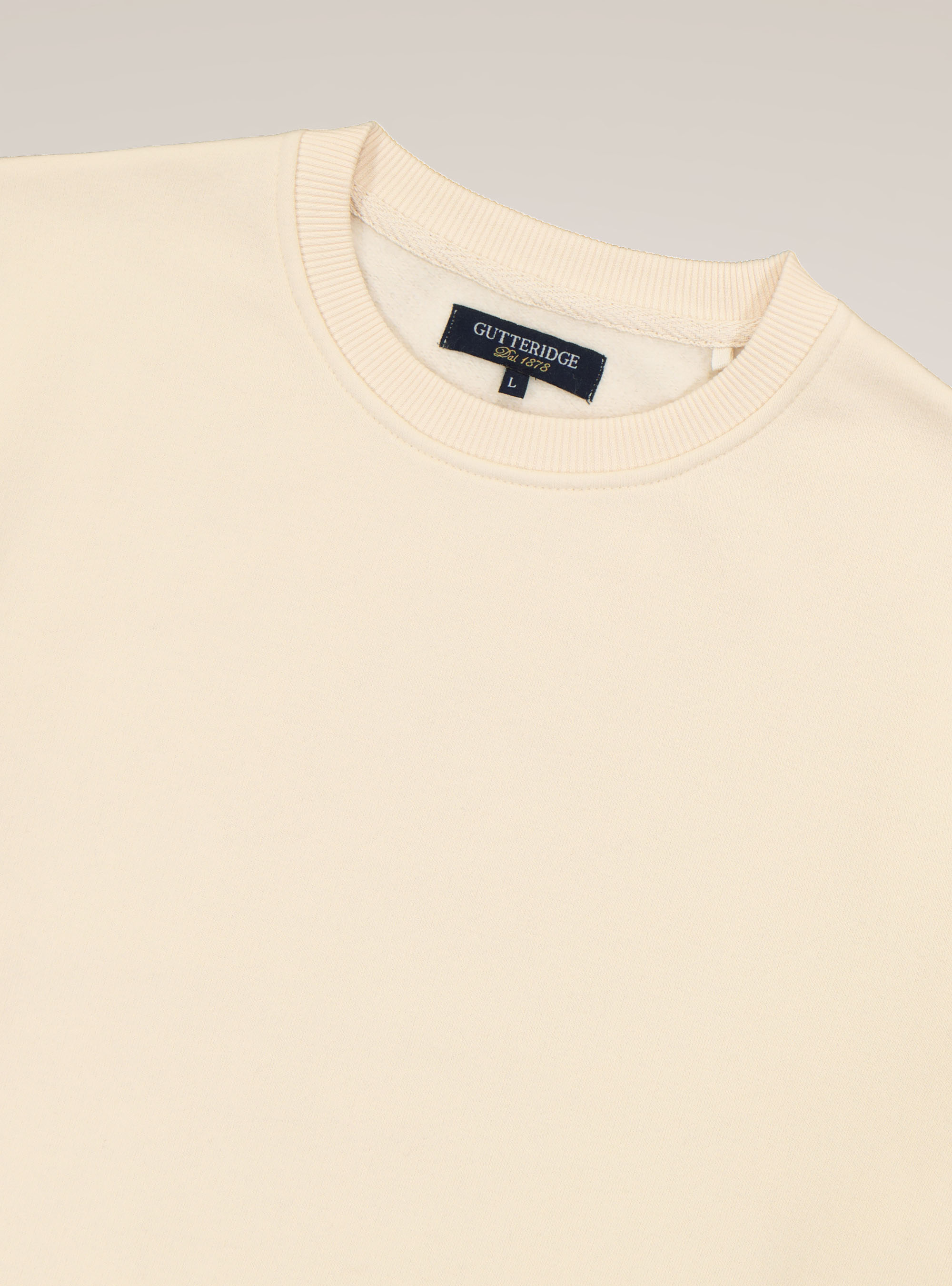 Felpa girocollo in misto cotone, PANNA