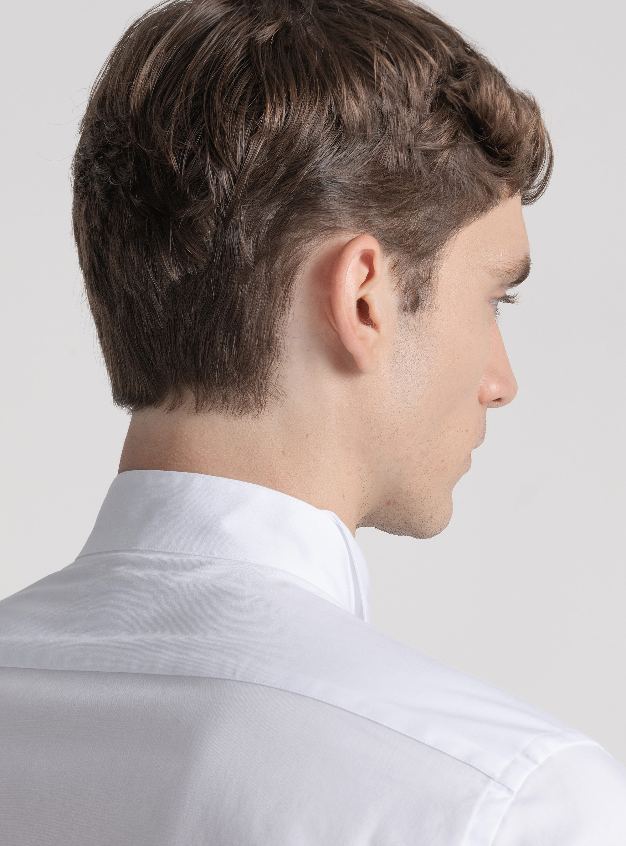 Stretch poplin diplomatic smoking shirt, WHITE