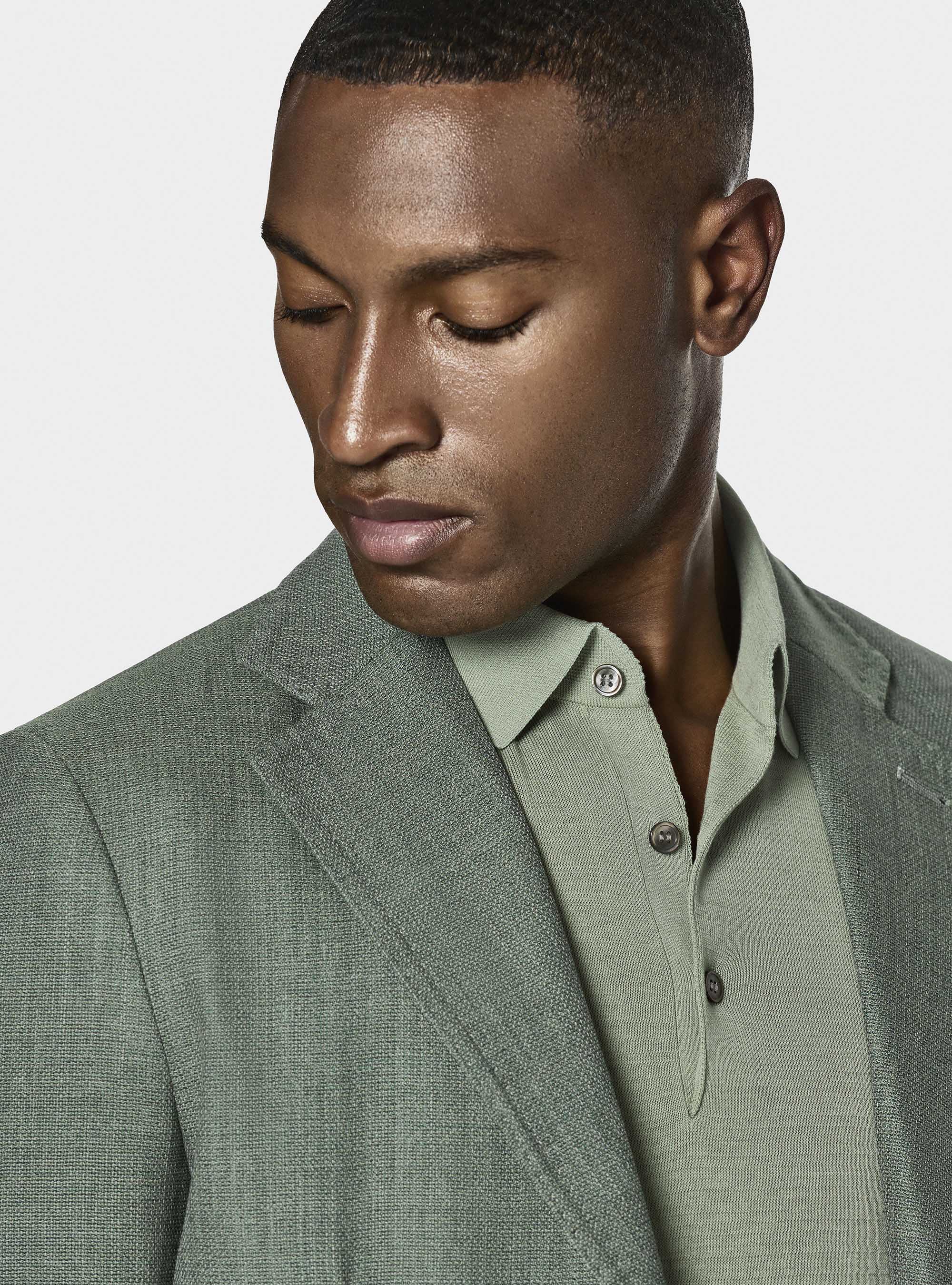 Micro-textured pure wool blazer, SALVIA 0602C