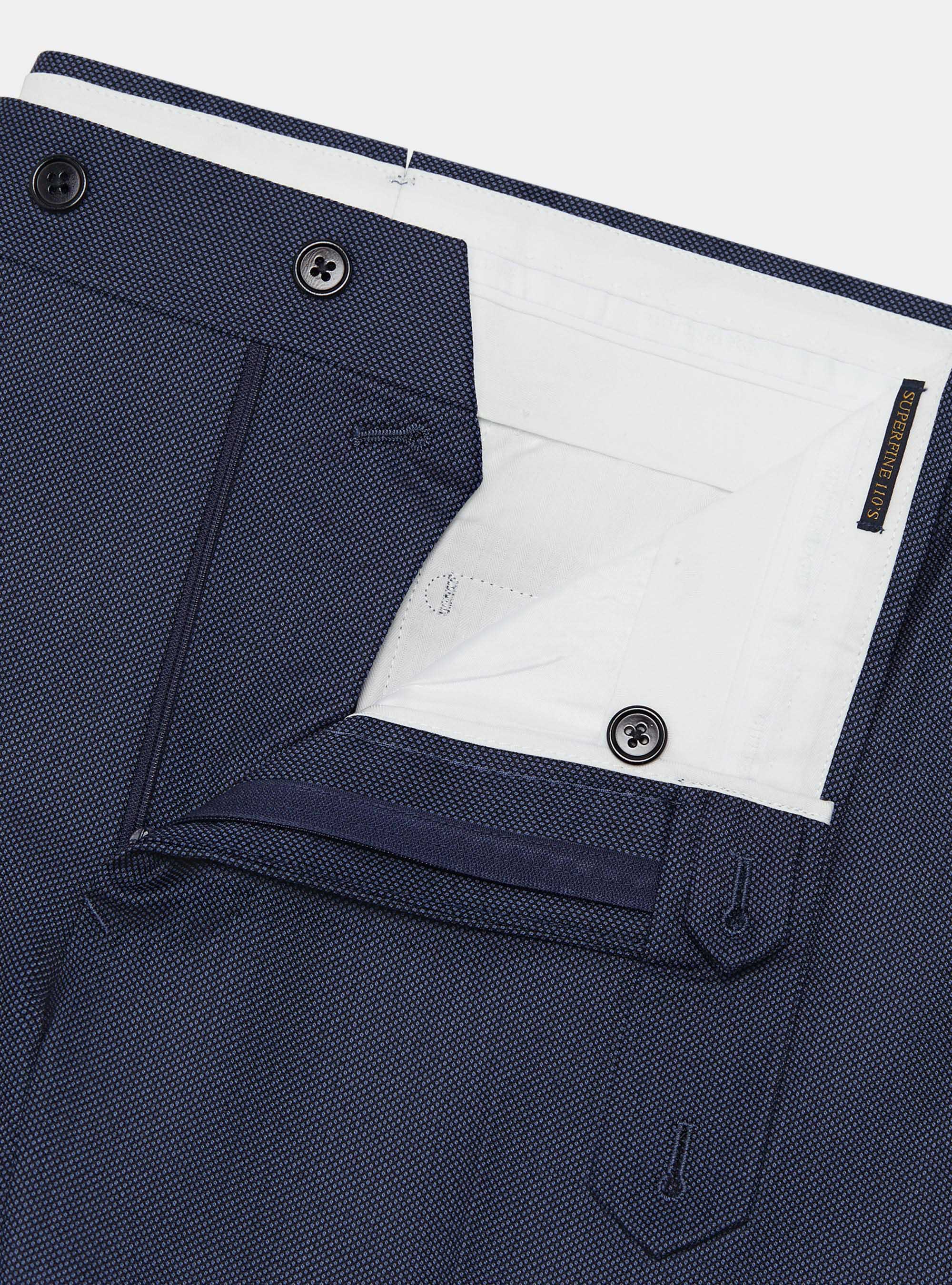 Pantaloni in pura lana occhio di pernice, INCHIOSTRO