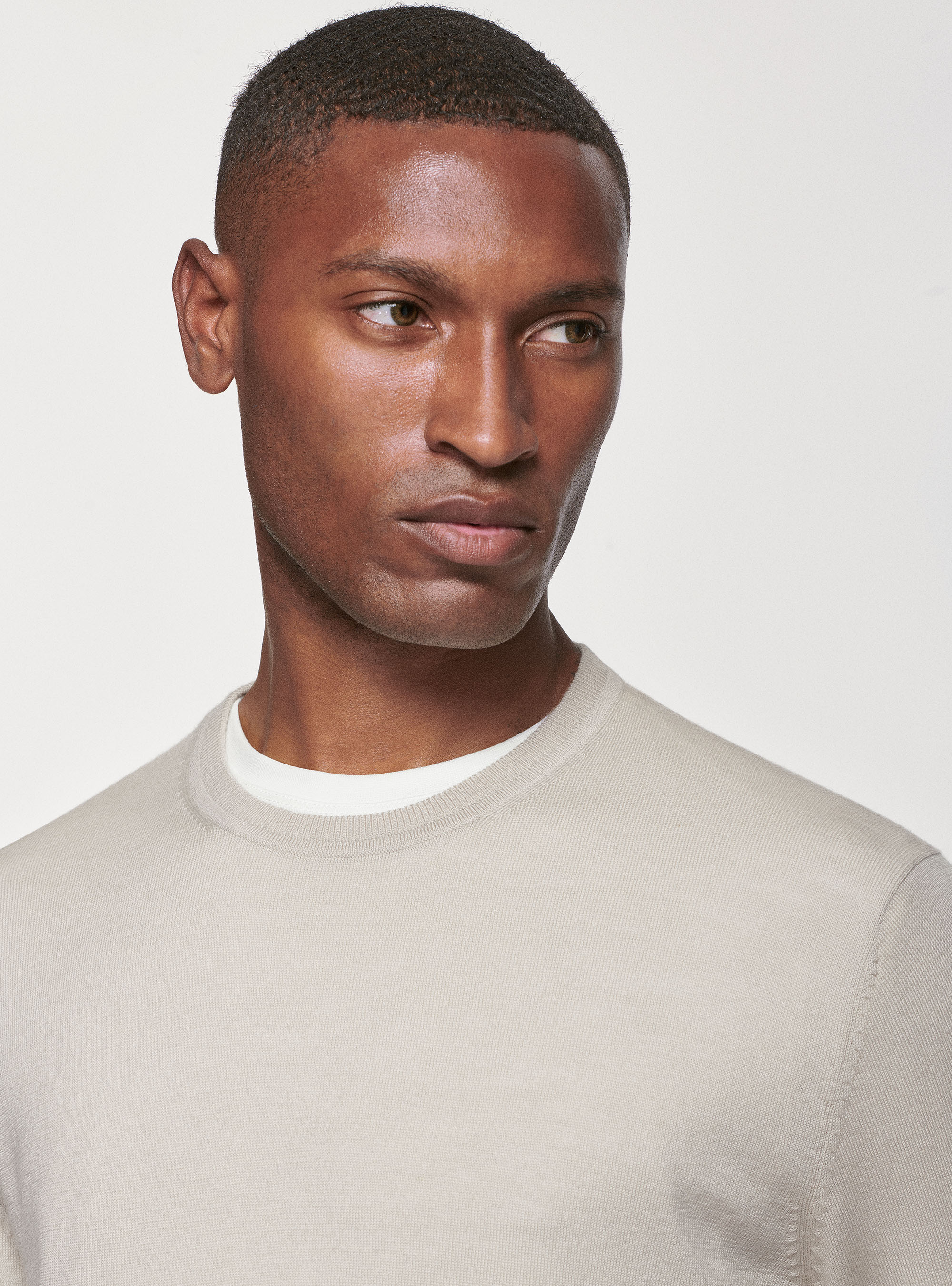 Pure merino wool sweater, ECRU