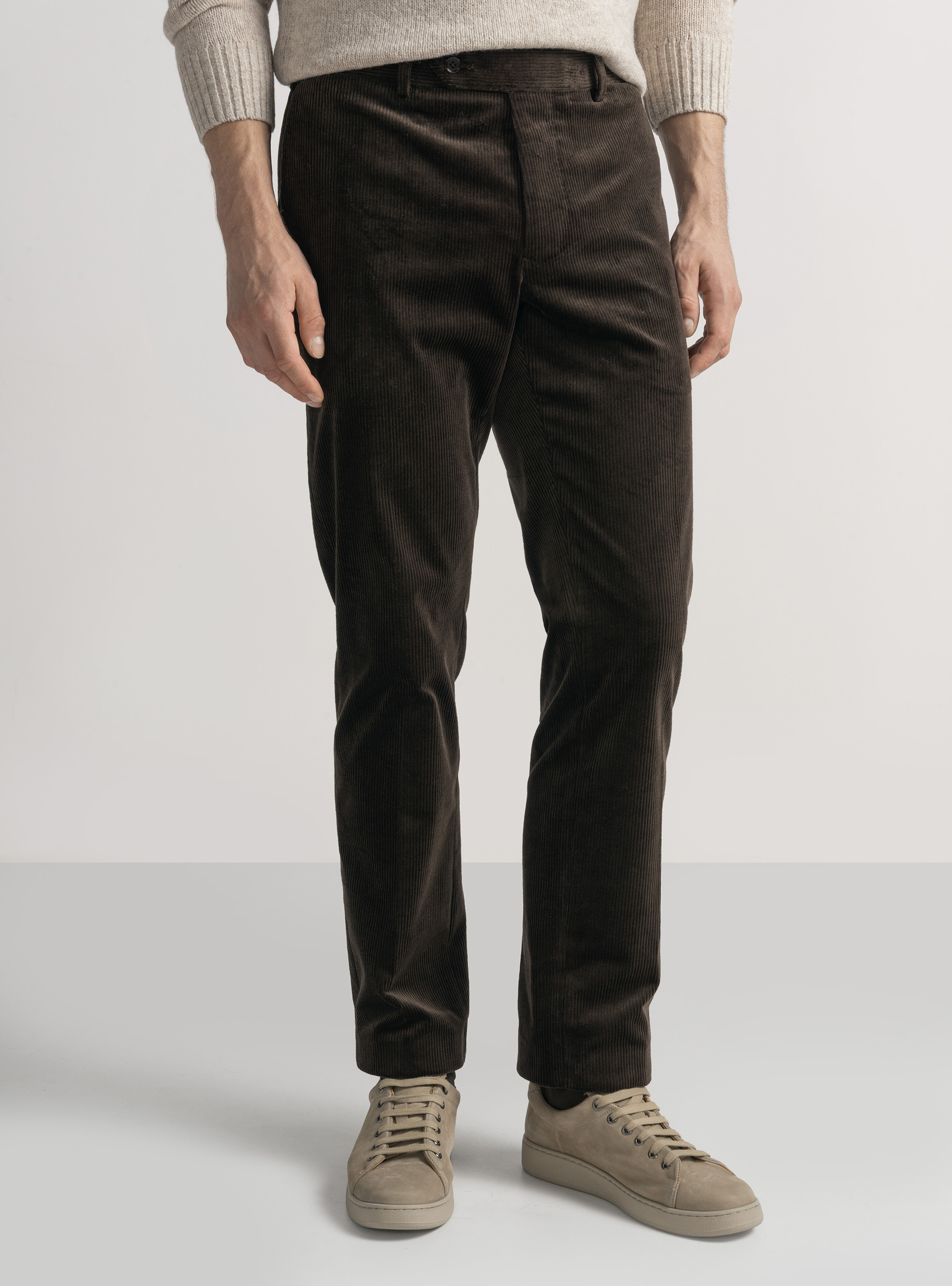 Duca Visconti di Modrone Stretch-Hose aus Samt, MARRONE 0507C