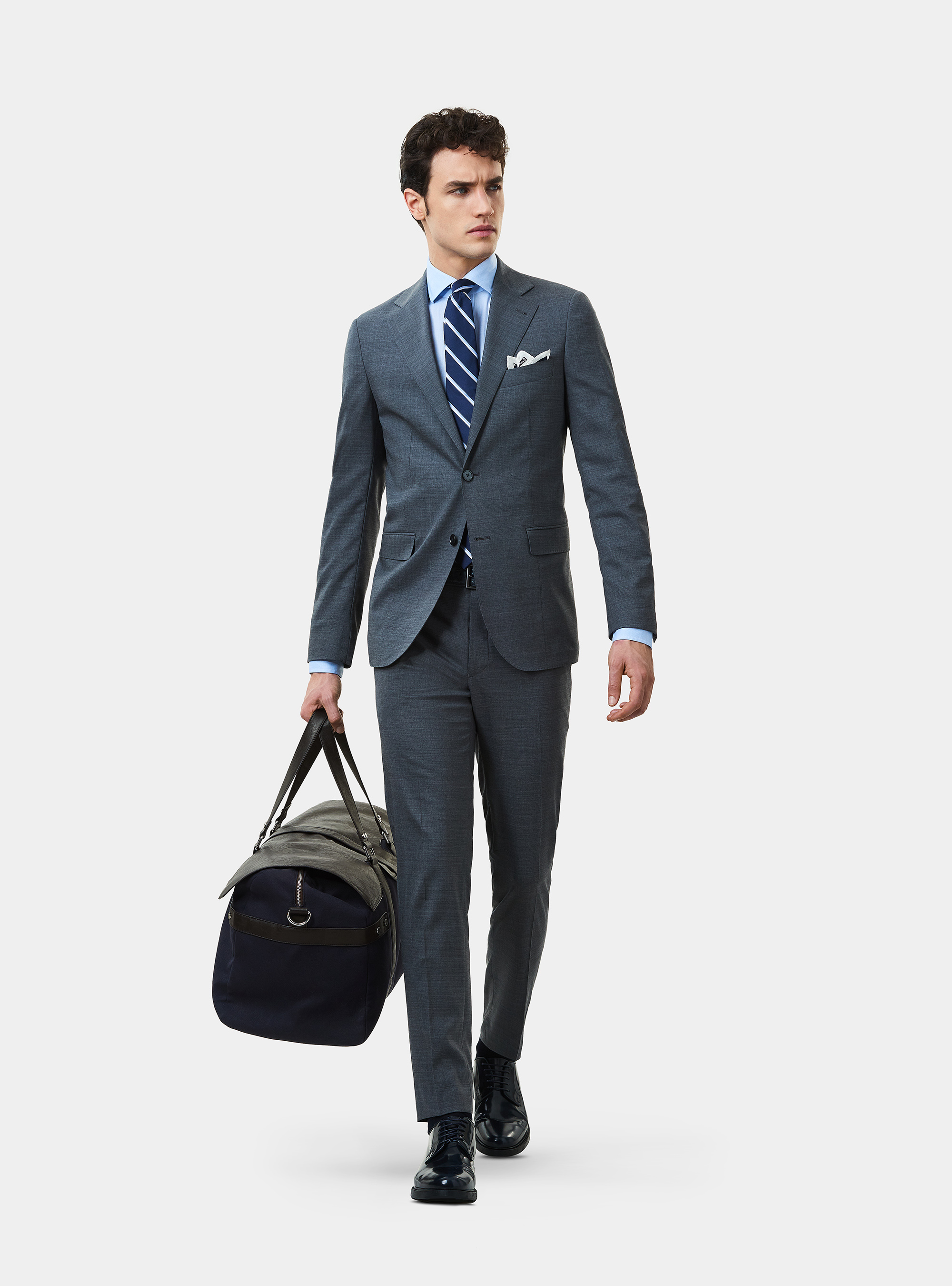 Pantalon de costume en laine Travelwear, GRIS CLAIR MÃ LANGÃ