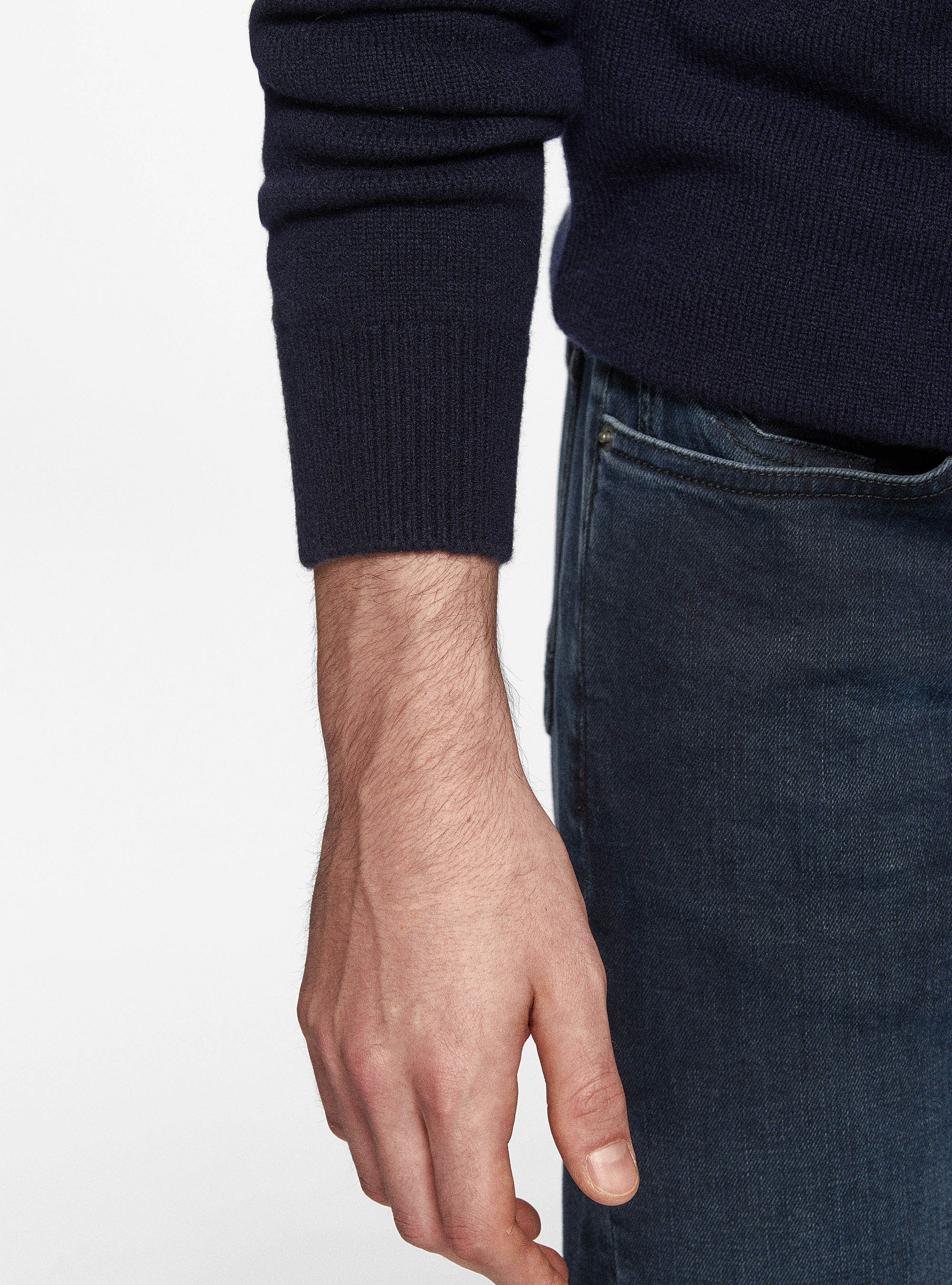 Merino wool turtleneck sweater, NAVY BLUE