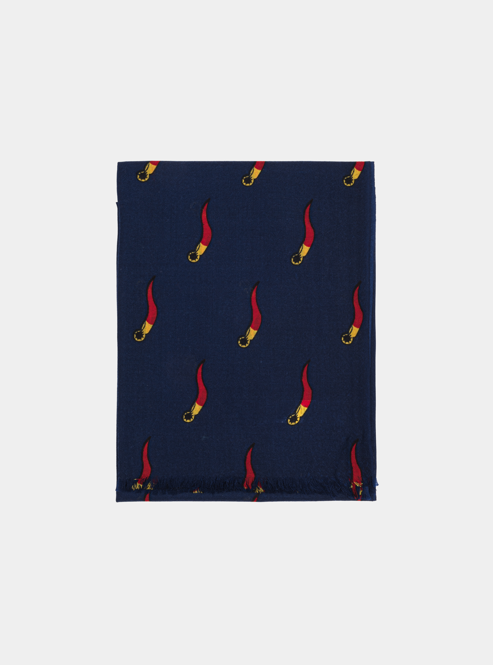 Sciarpa in lana con stampa corno, BLU NAVY