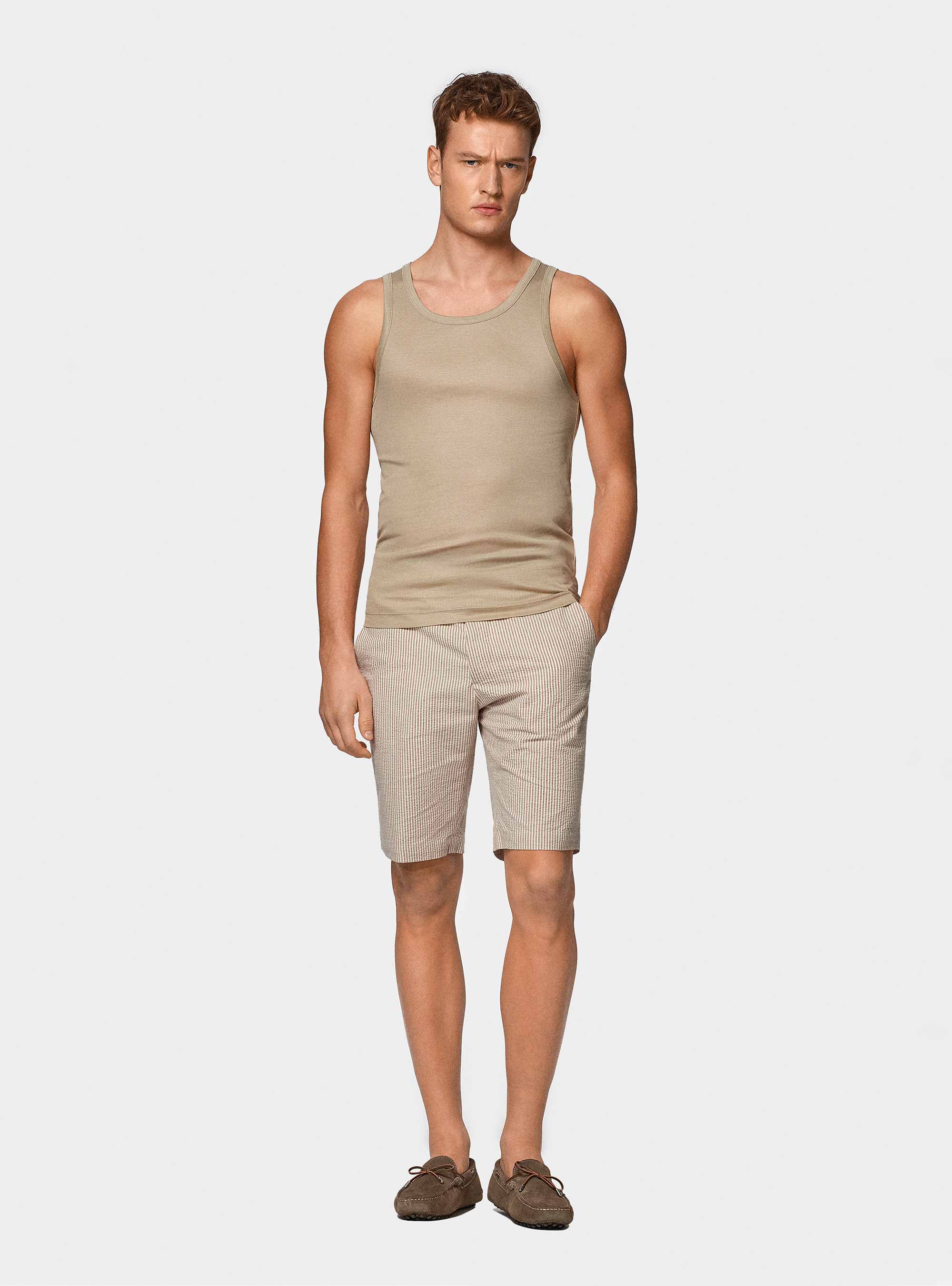 Cotton thread tank top, SAND