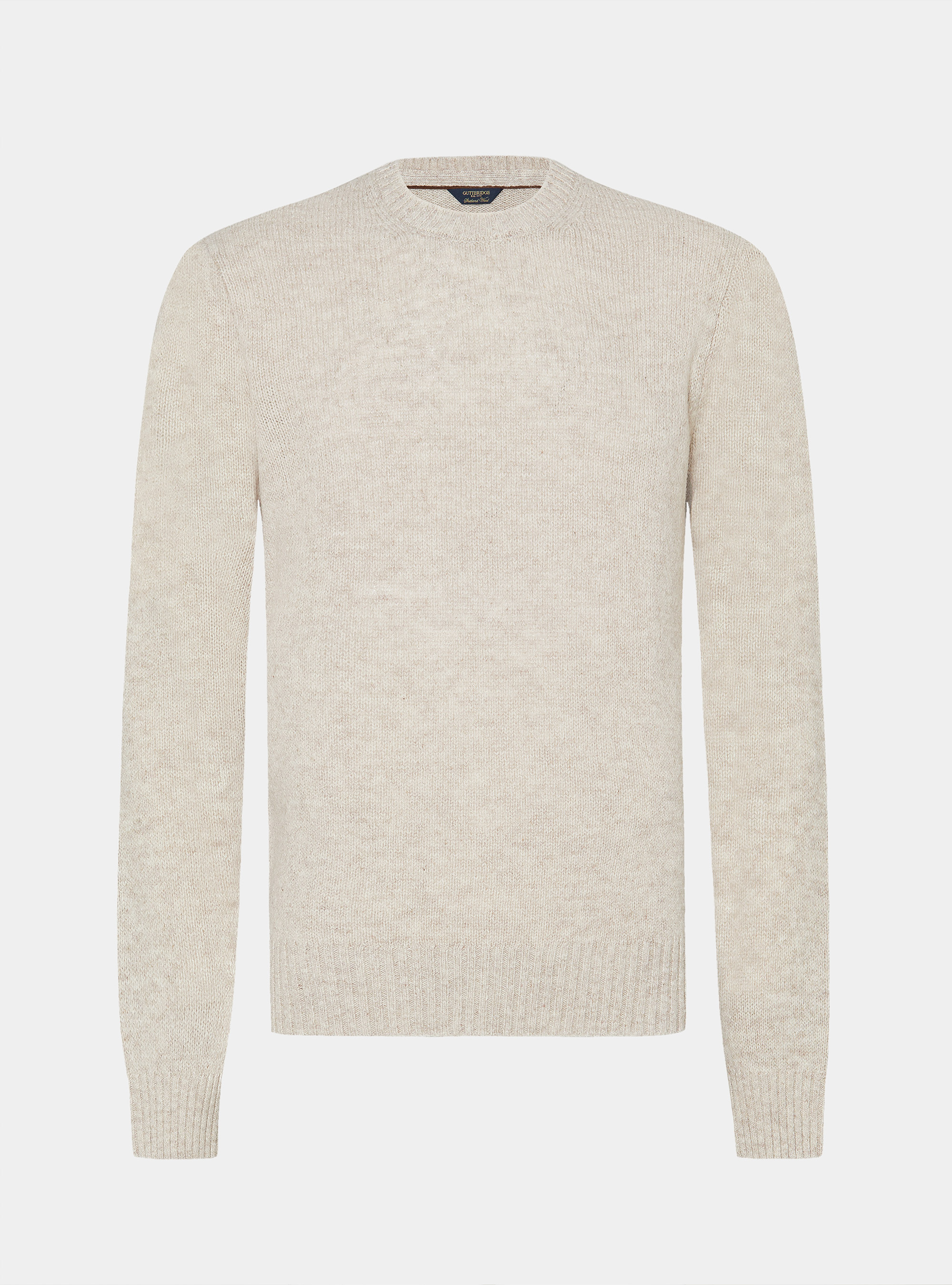 Punto de lana Shetland con cuello redondo, CRUDO