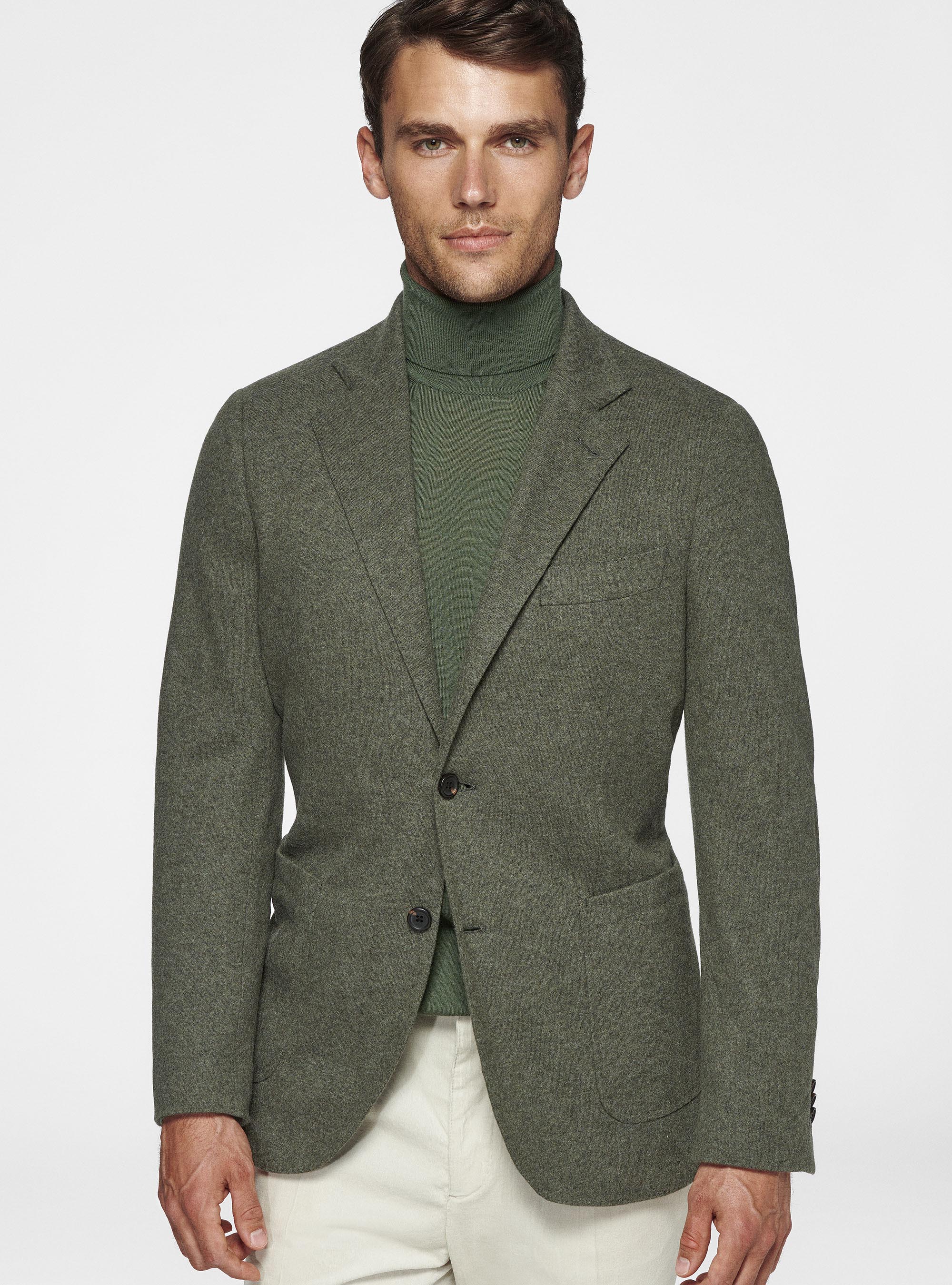 Giacca in jersey di lana, VERDE