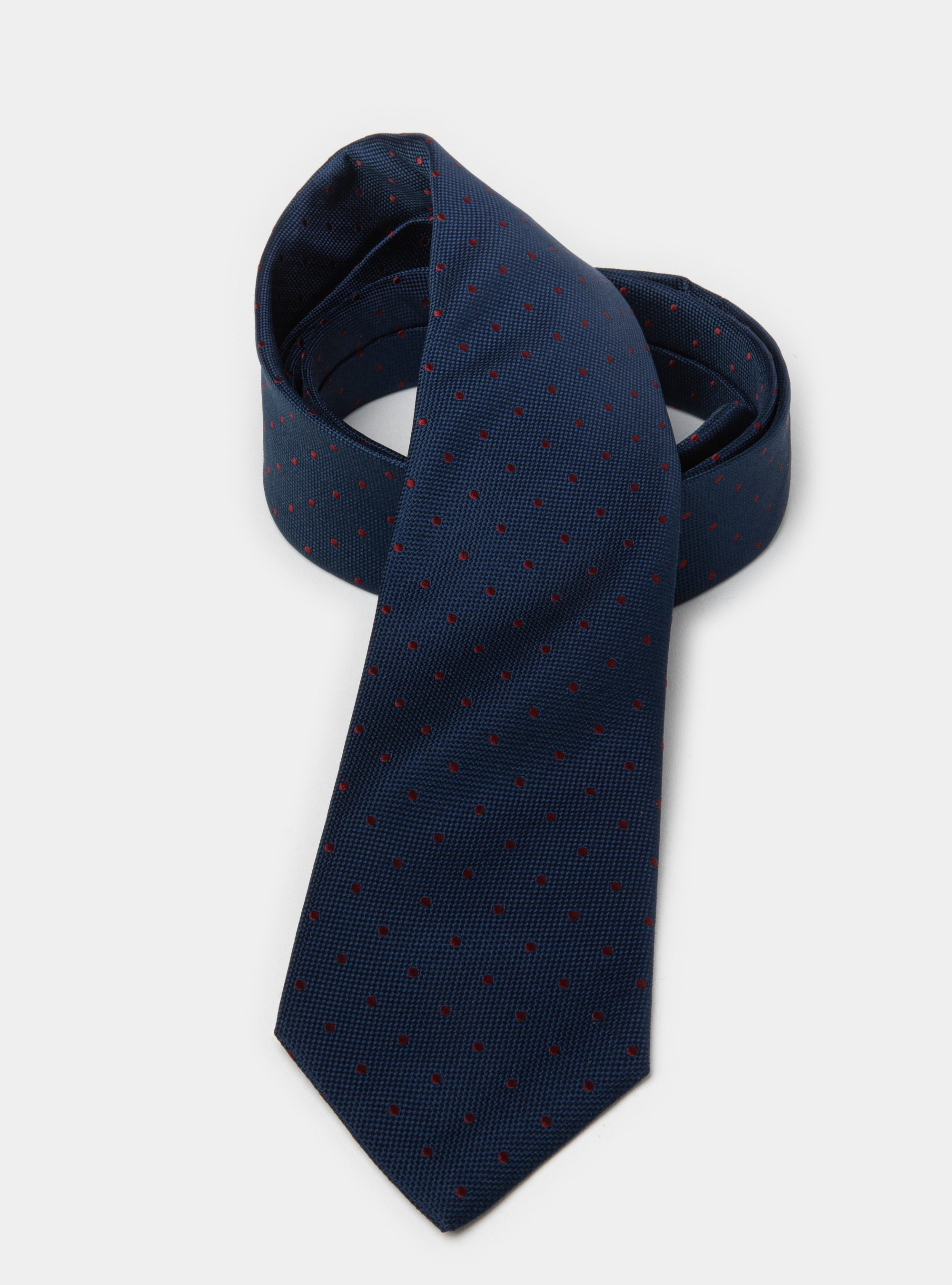 Cravatta in seta a pois, NAVY/BORDEAUX