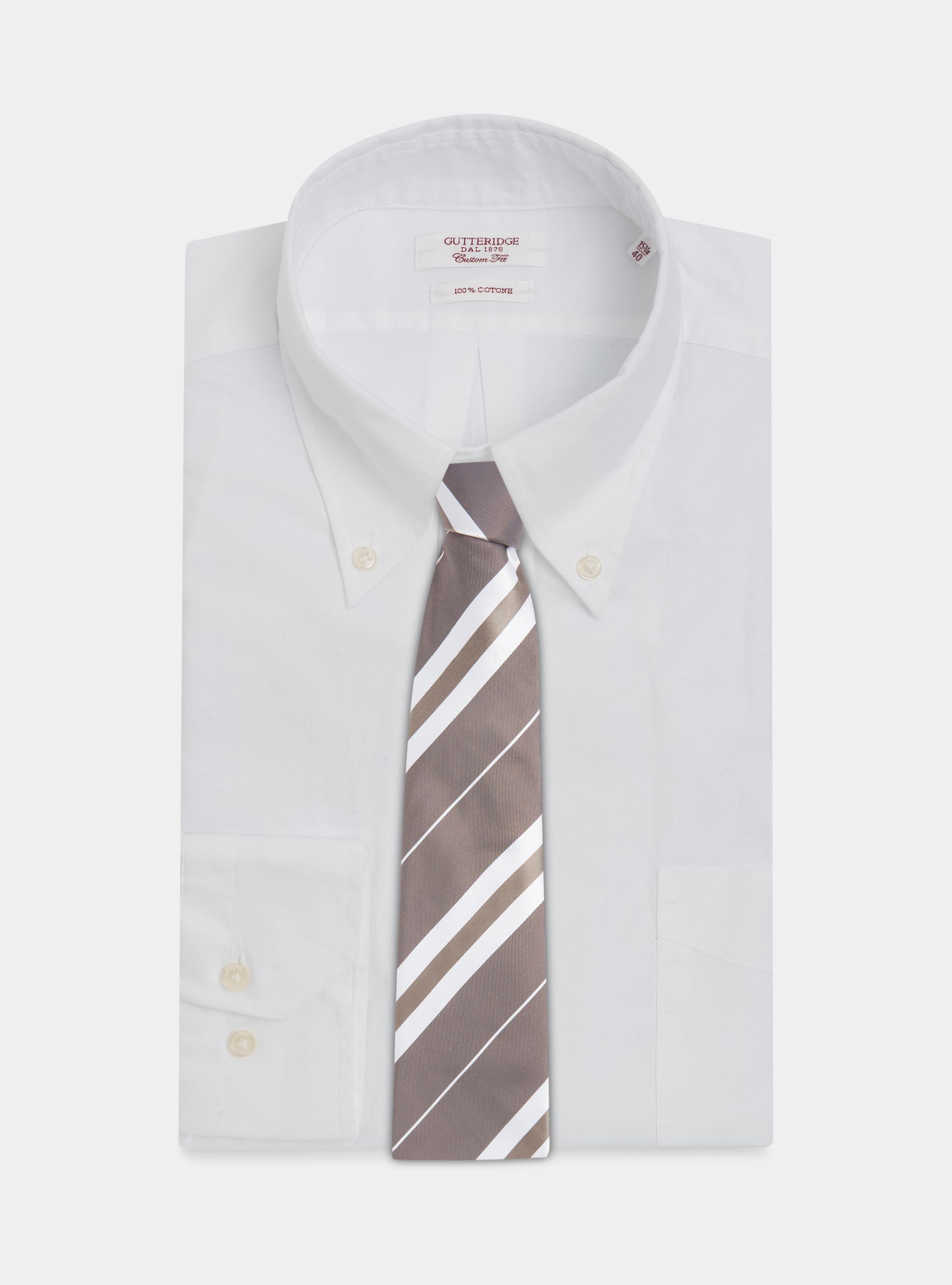 Cravatta in seta jaquarde rigata, FANGO