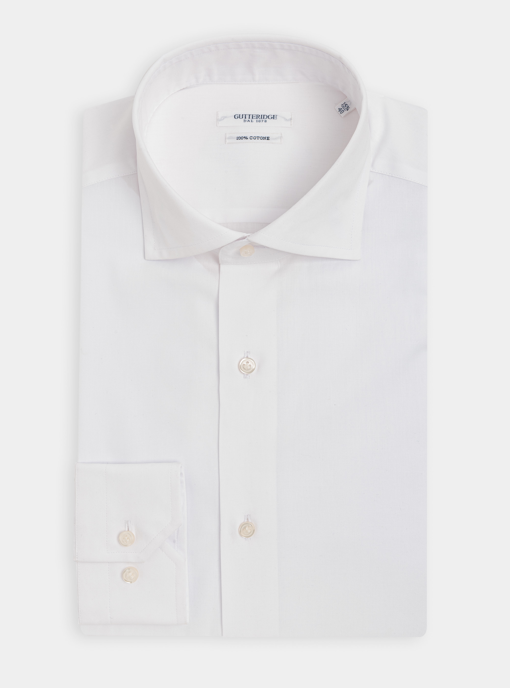 Camicia in fil a fil con collo semi francese, BIANCO