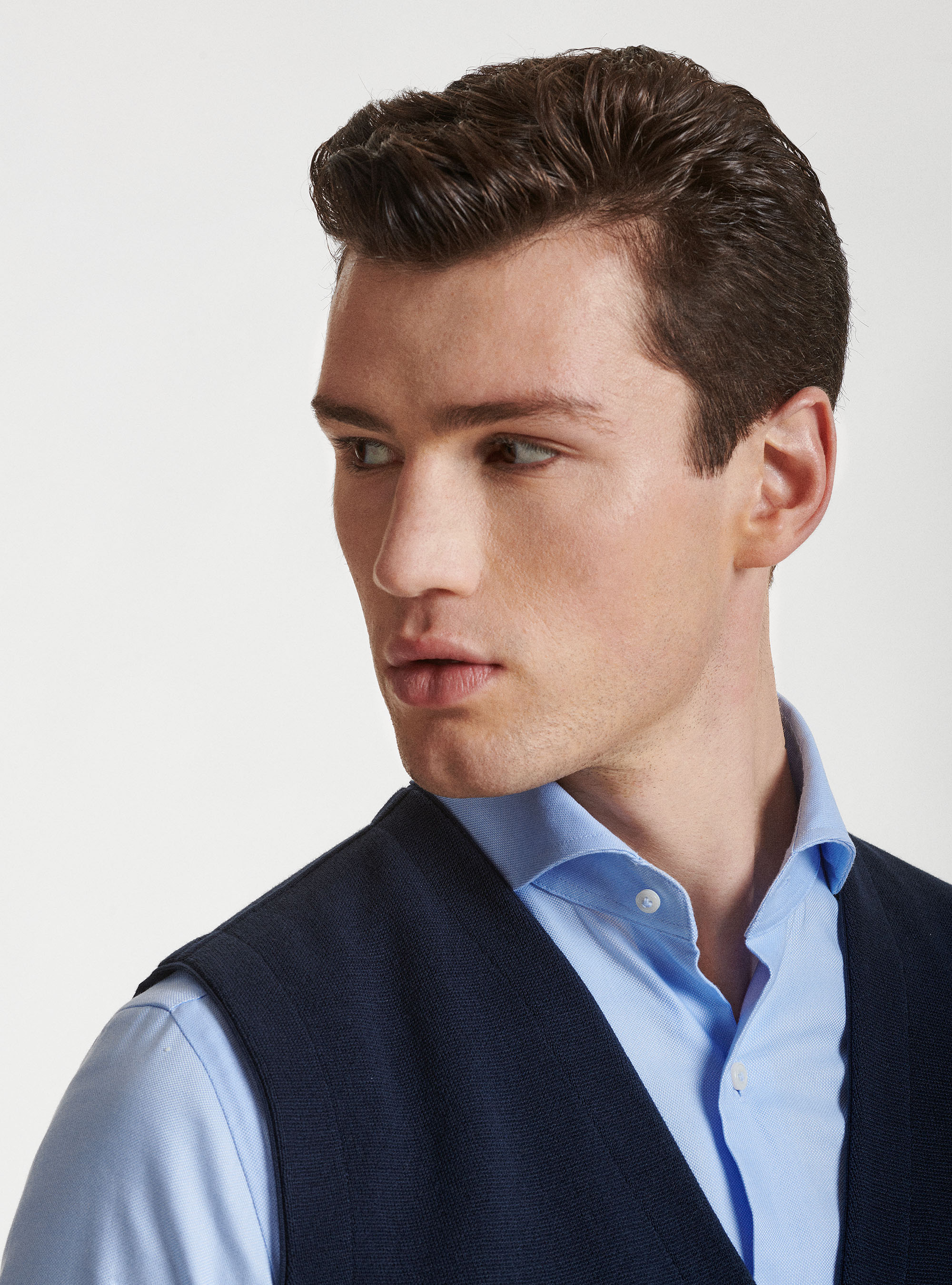 Gilet in maglia in puro cotone extrafine, BLU NAVY