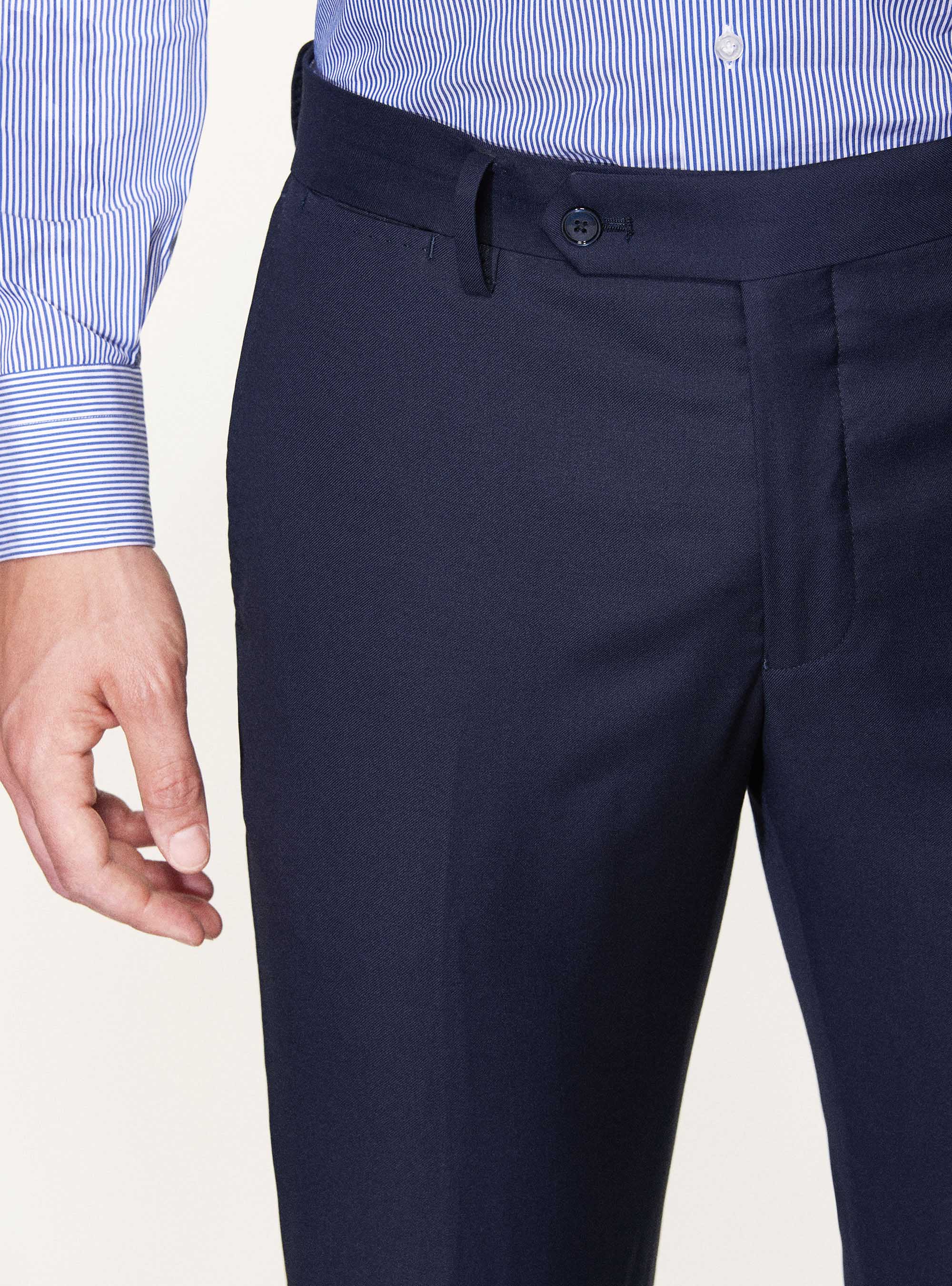 Pantaloni per abito in pura lana superfine 110's Vitale Barberis Canonico, BLU NAVY