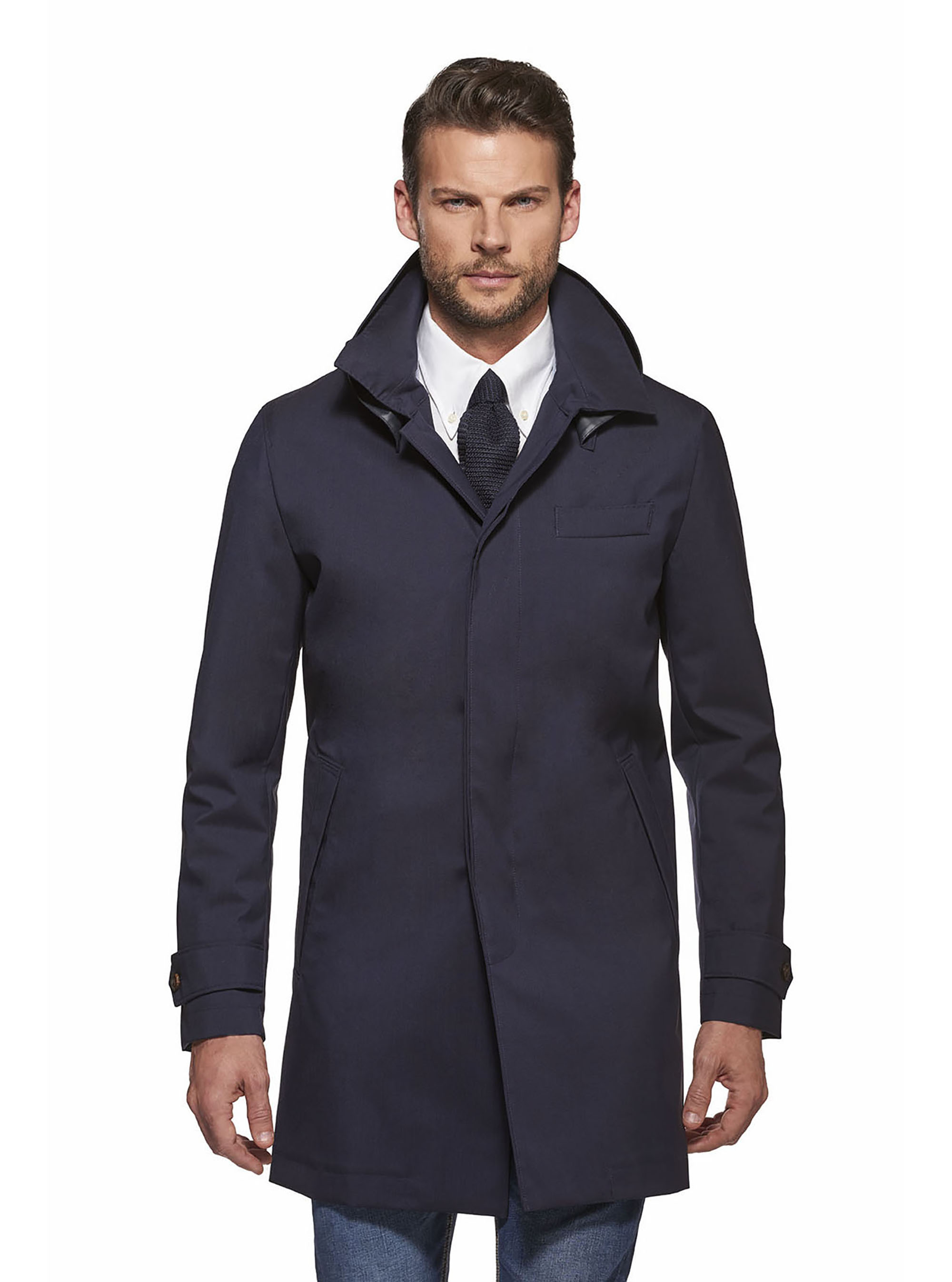 mens single breasted raincoat