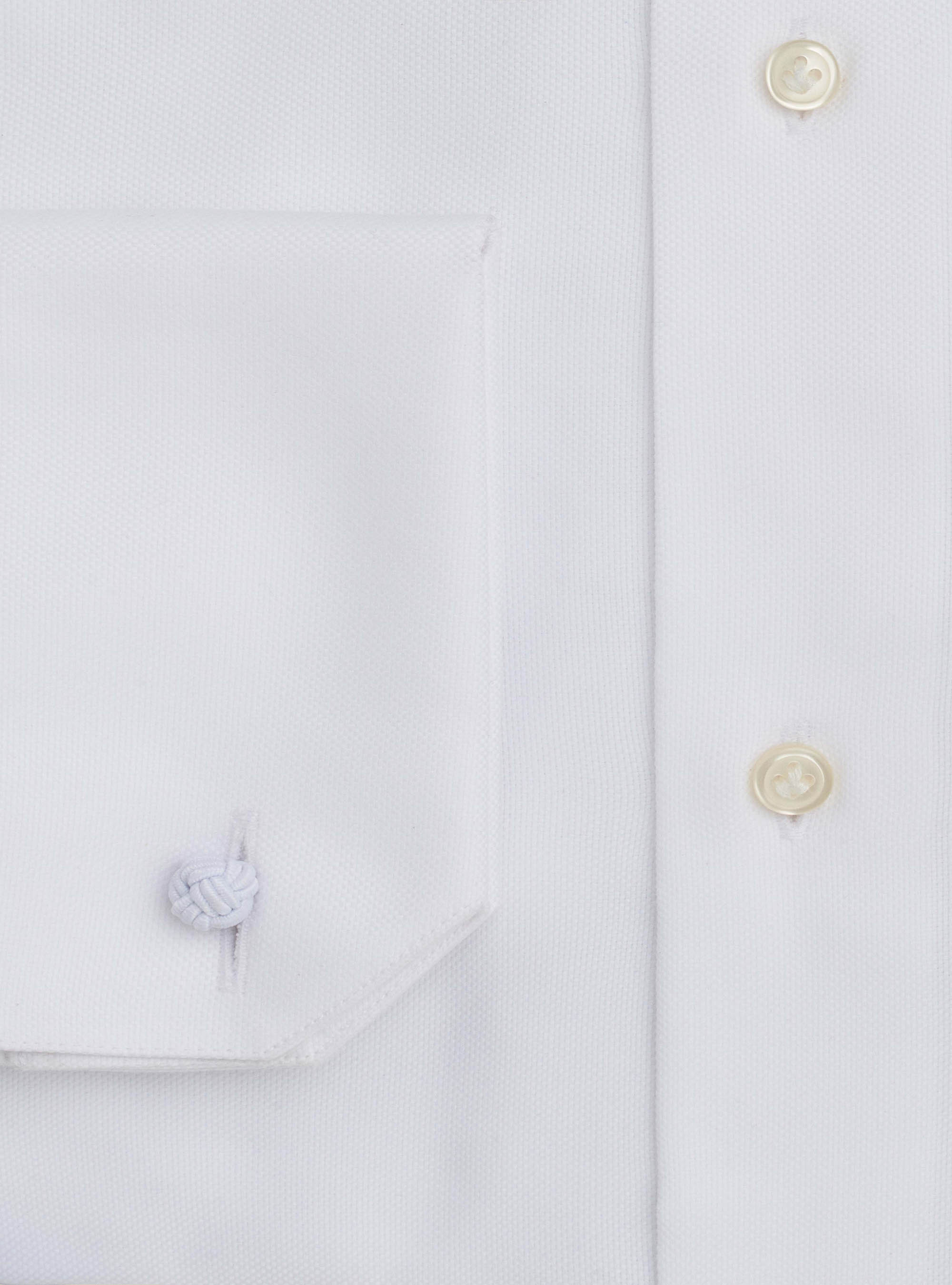 Camicia collo francese in cotone oxford con polso gemello, BIANCO