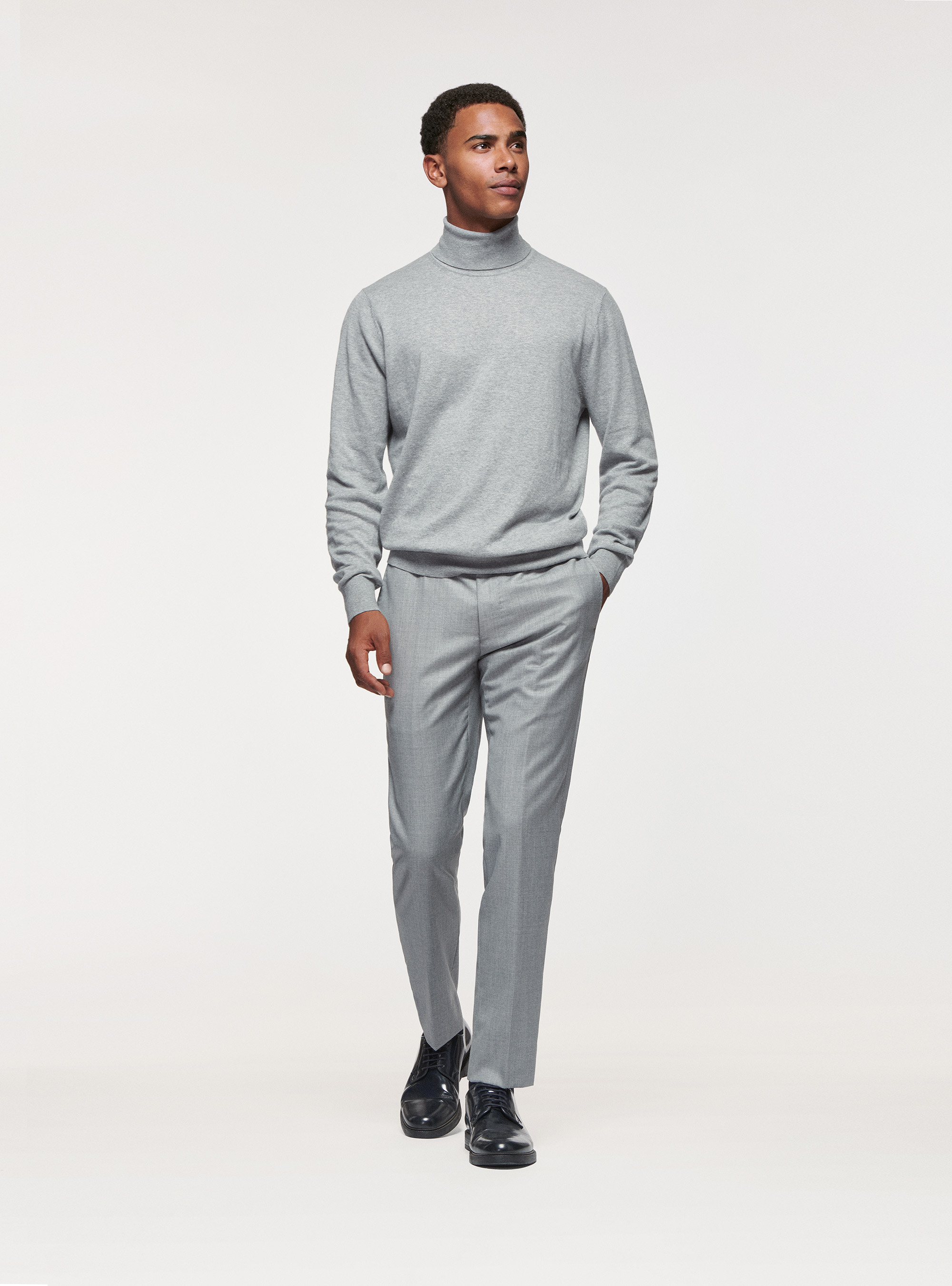 Dolcevita in cotone seta e cashmere, GRIGIO MELANGE 0151C