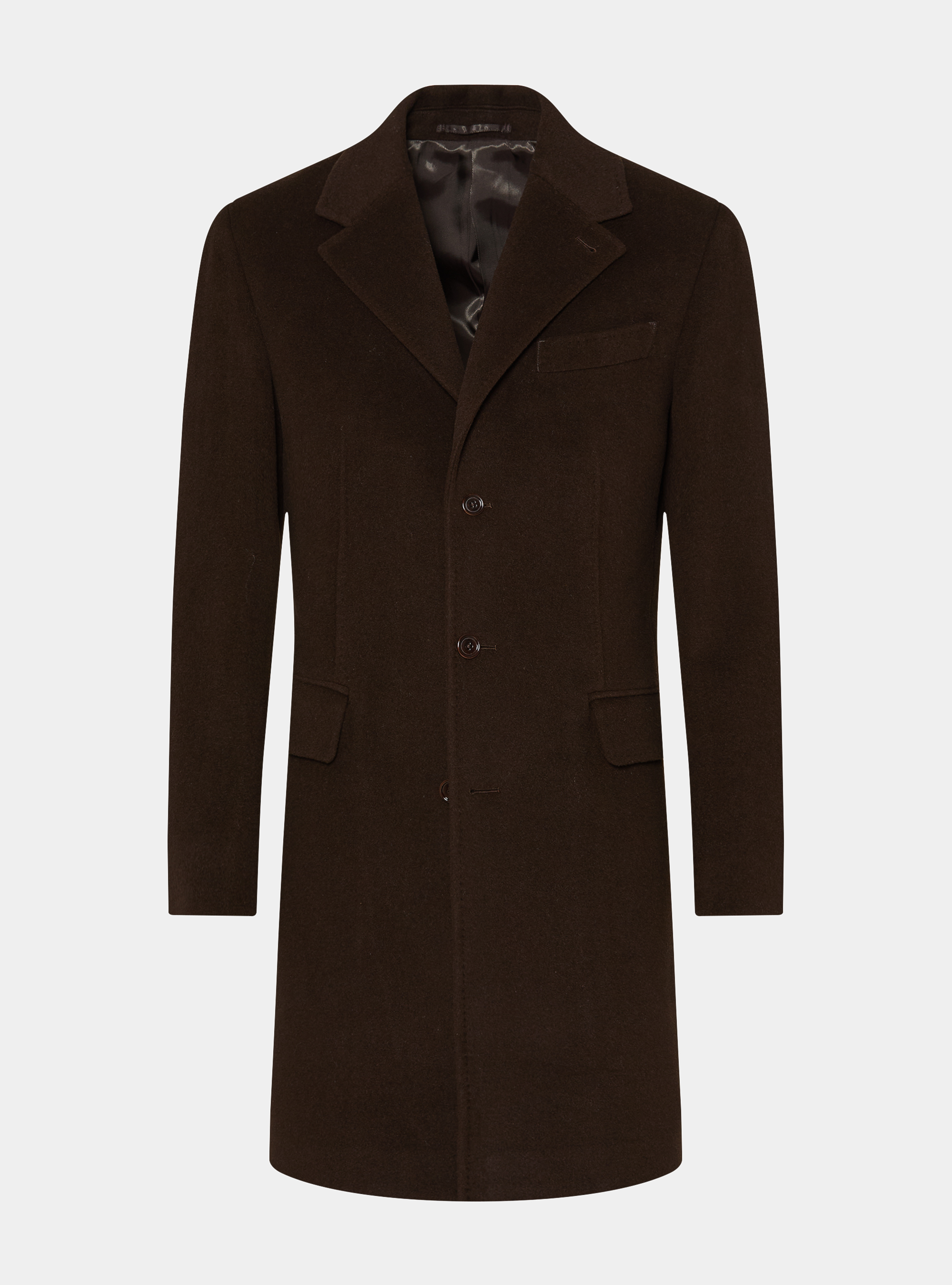 Abrigo de lana y cachemira, MARRON