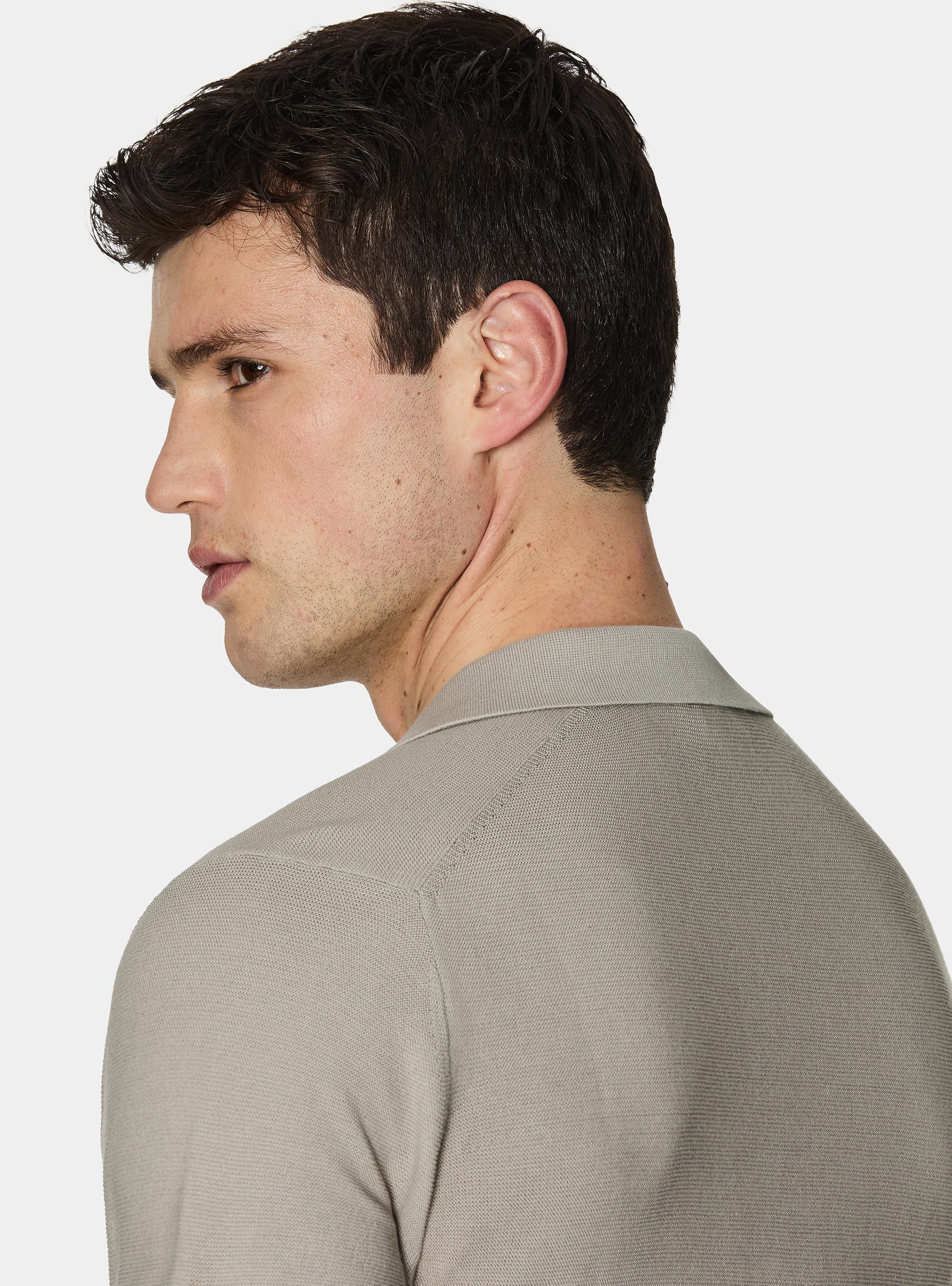 Knitted links polo shirt in extra-fine cotton, SAND