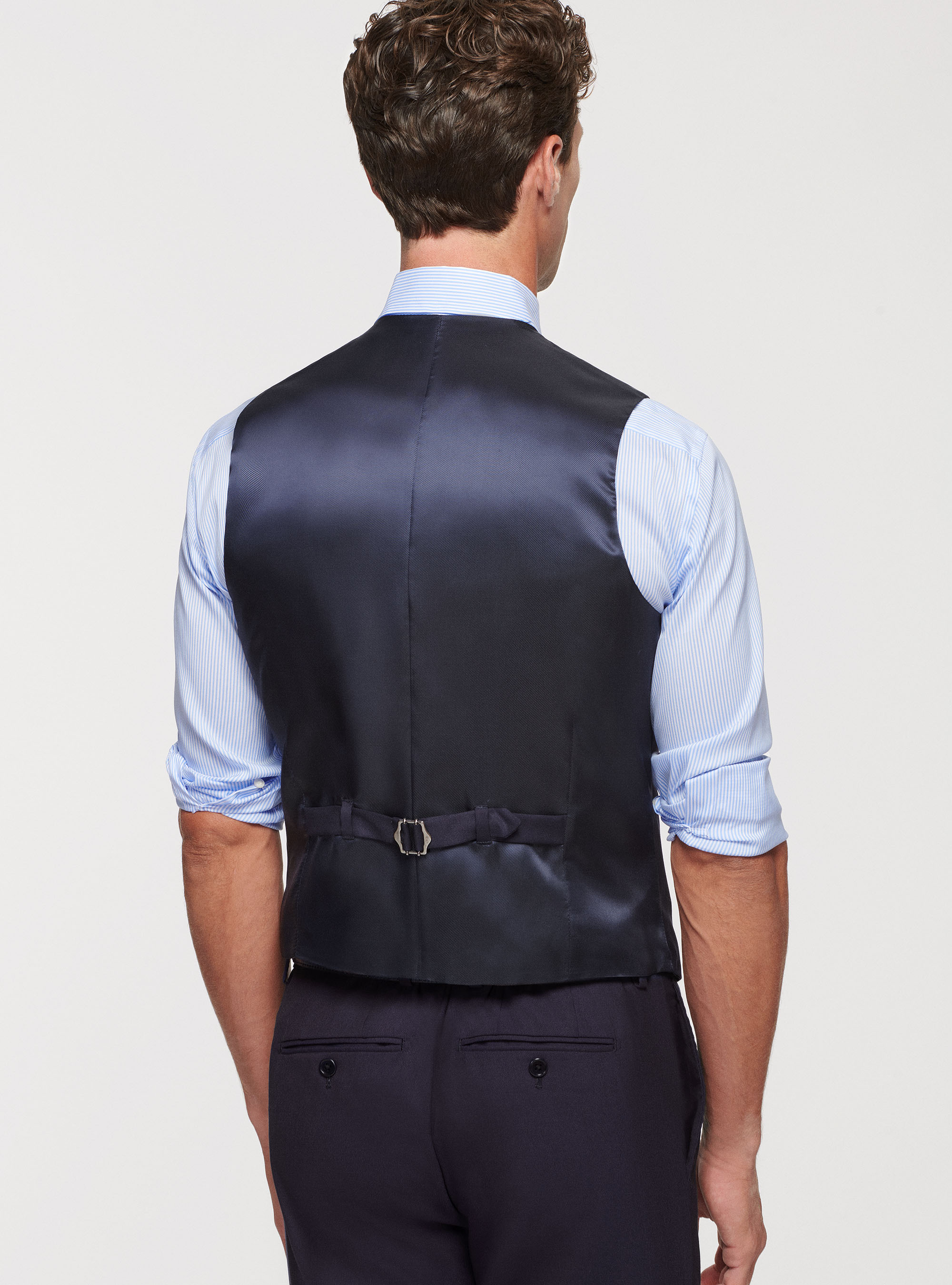 Chaleco de lana superfina 110's Reda, AZUL MARINO