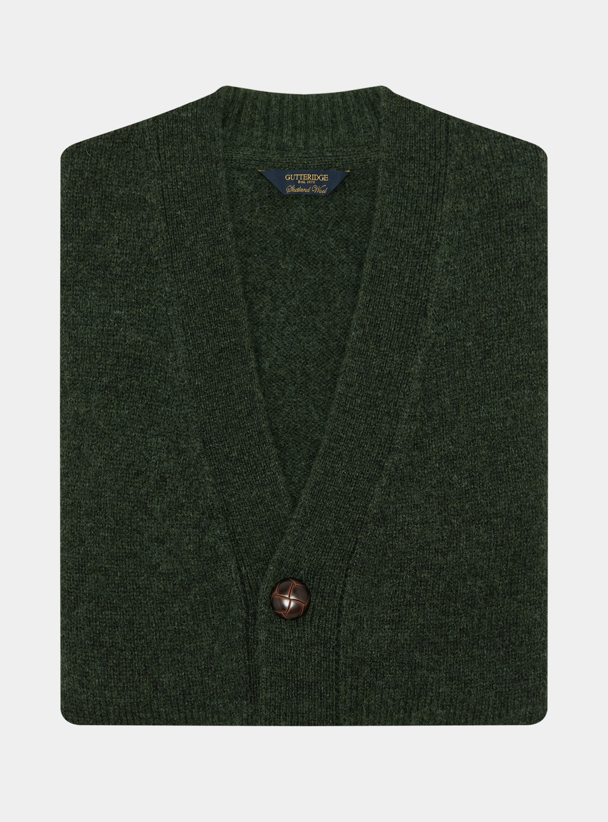 C&aacute;rdigan de punto en lana Shetland, VERDE