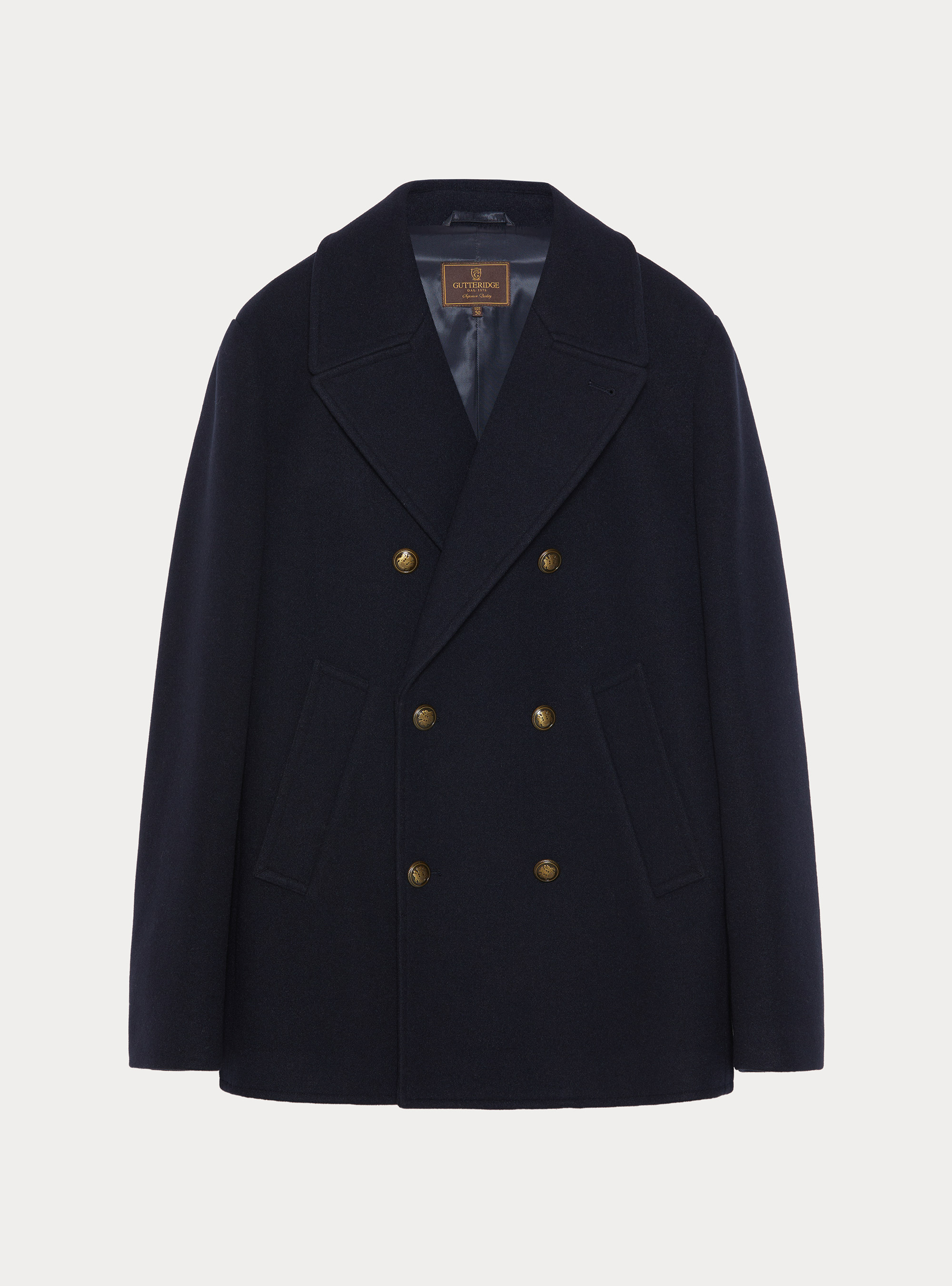 Peacoat in misto lana con bottone metallo, BLU NAVY