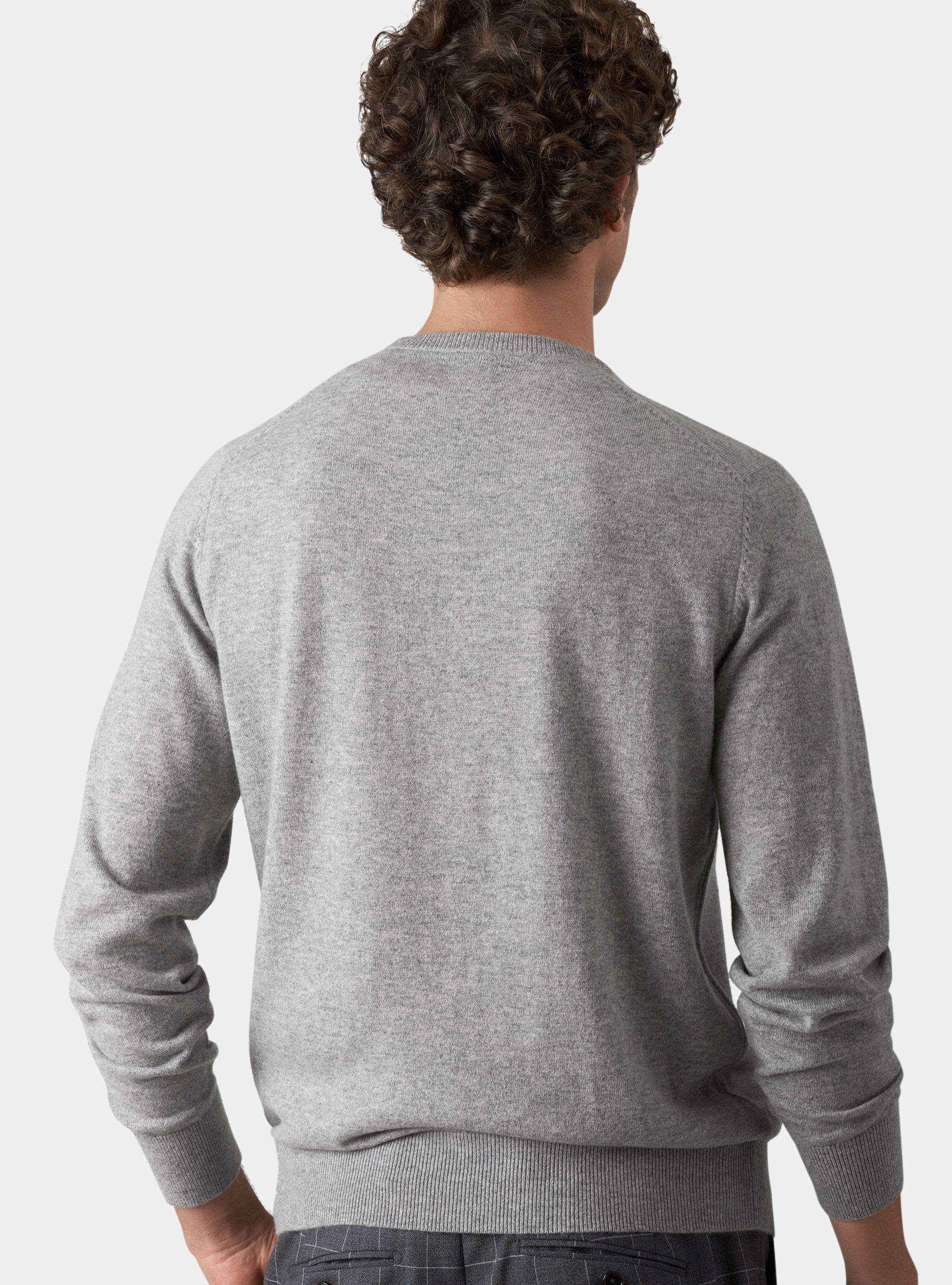 Maglia girocollo 100% cashmere, GRIGIO CHIARO MELANGE