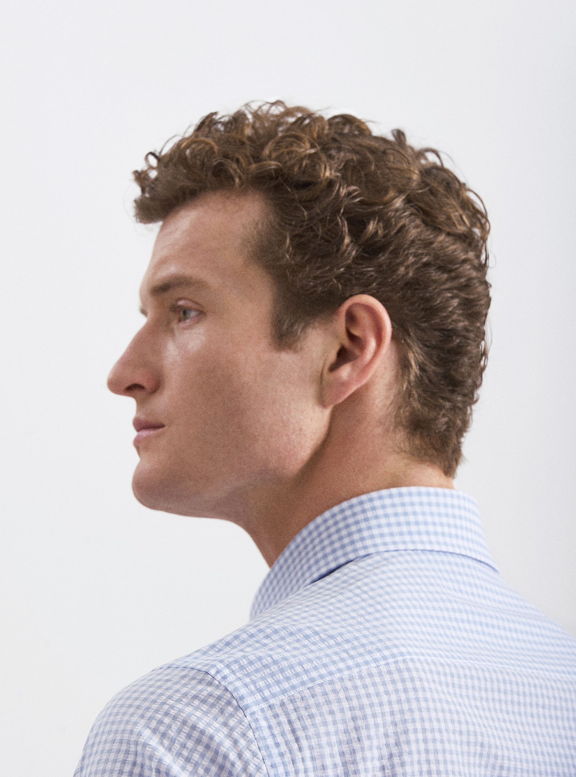 Camicia in seersucker di cotone a quadretti, AZZURRO