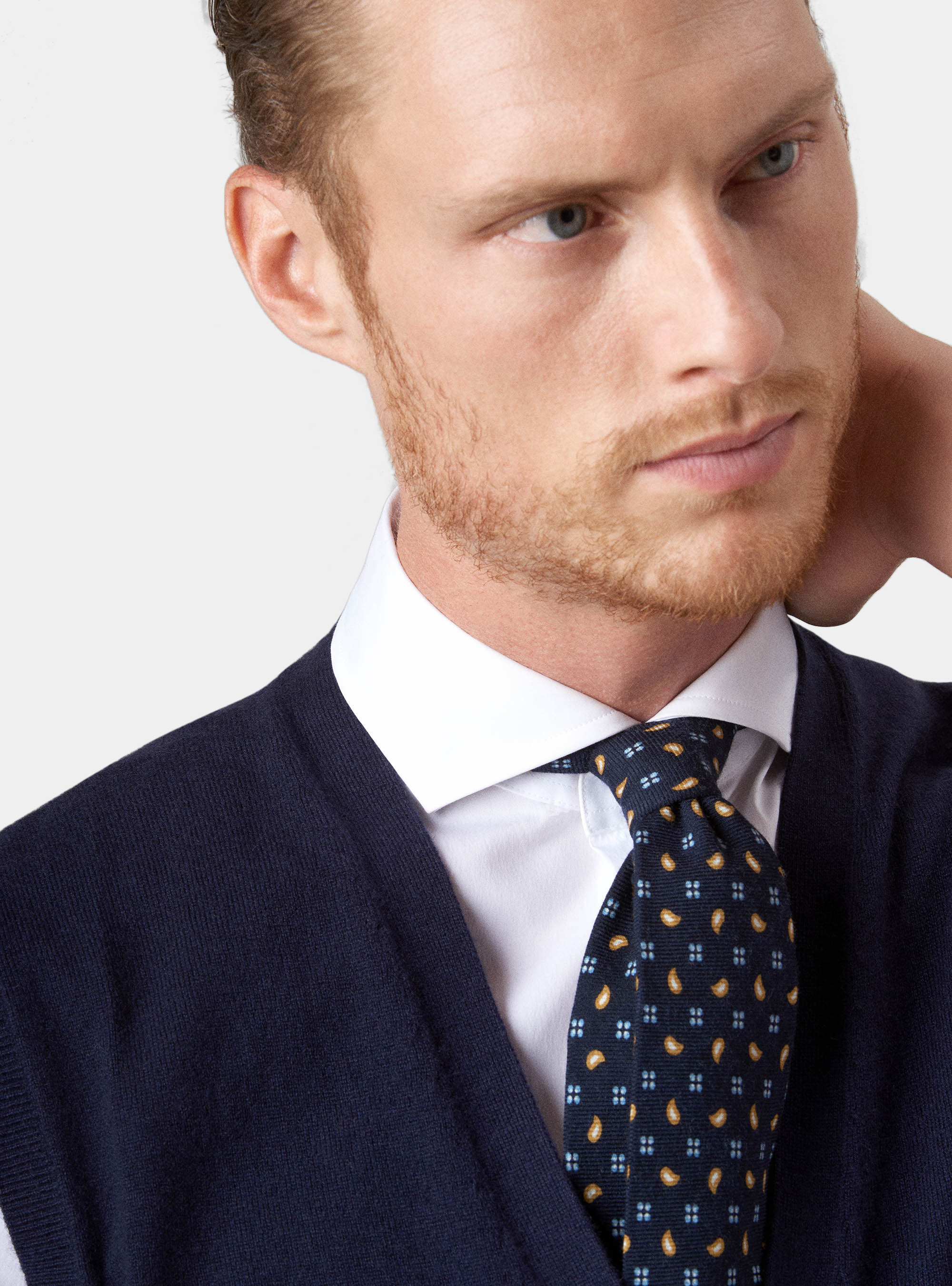 Gilet in maglia con bottoni in 100% cashmere, BLU NAVY