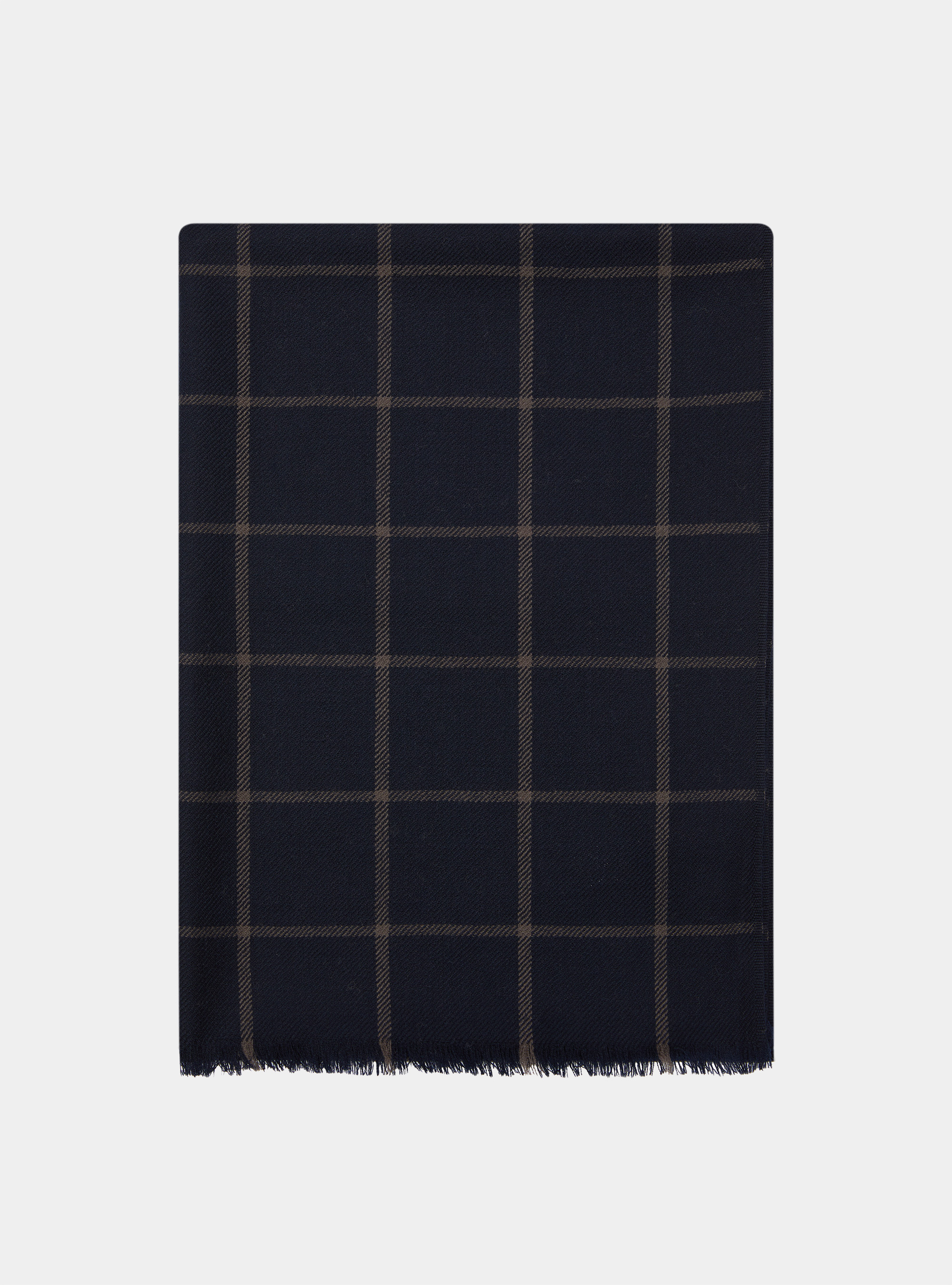 Patterned wool scarf, NAVY BLUE