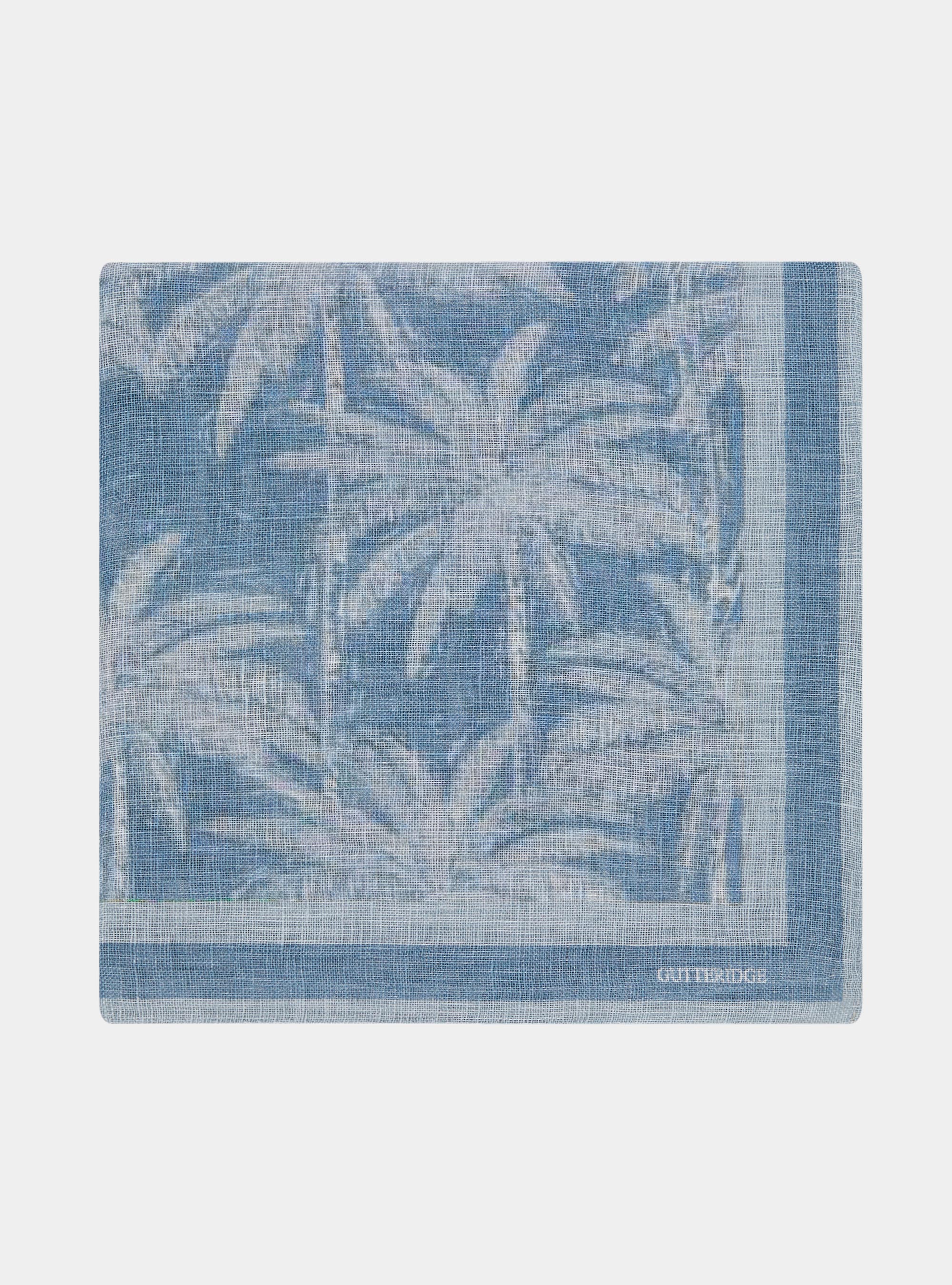 Gutteridge - Printed linen palm foulard, Unisex, Light Blue, Size: Unica