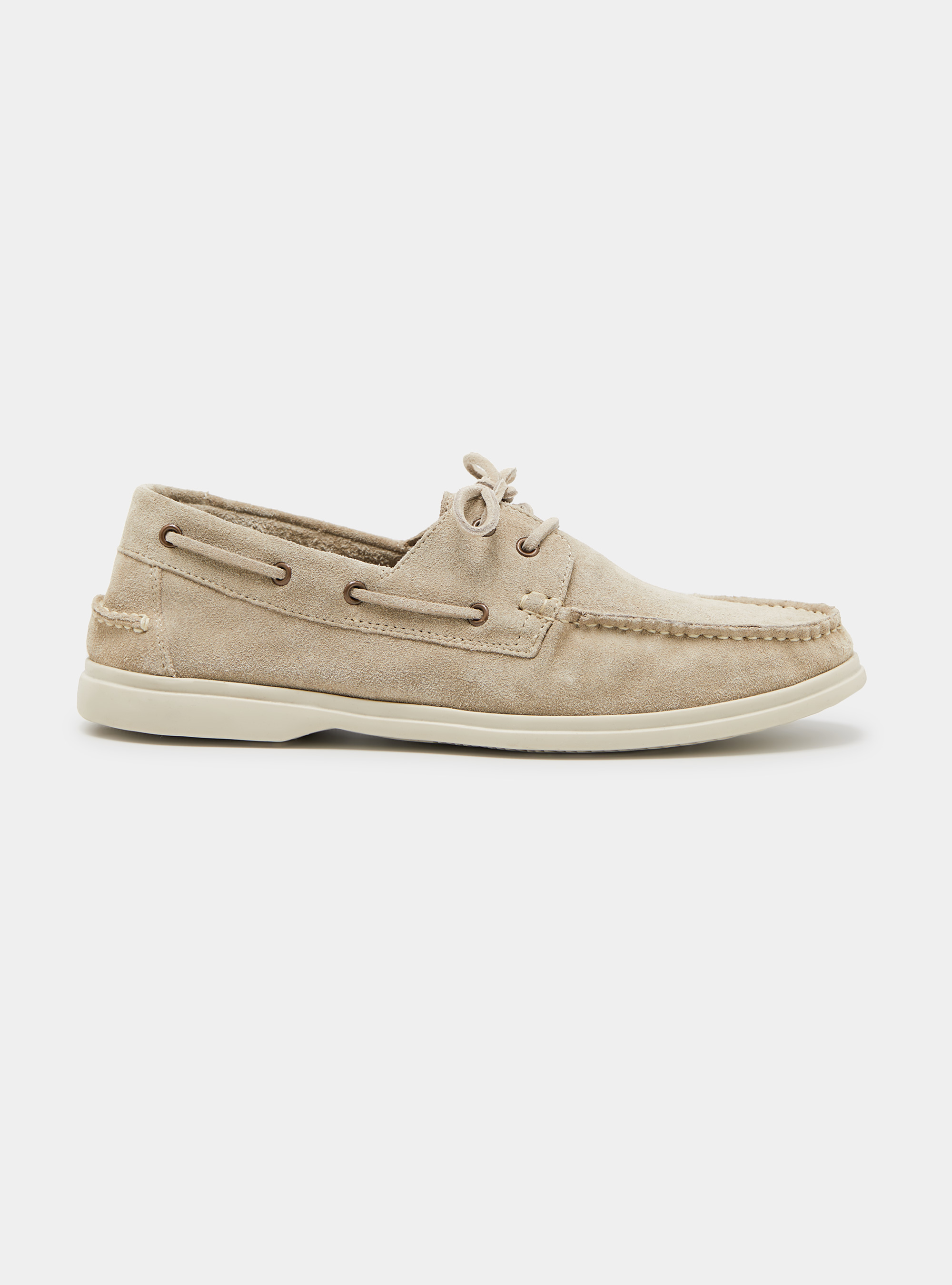 Suede lace-up loafers, ECRU
