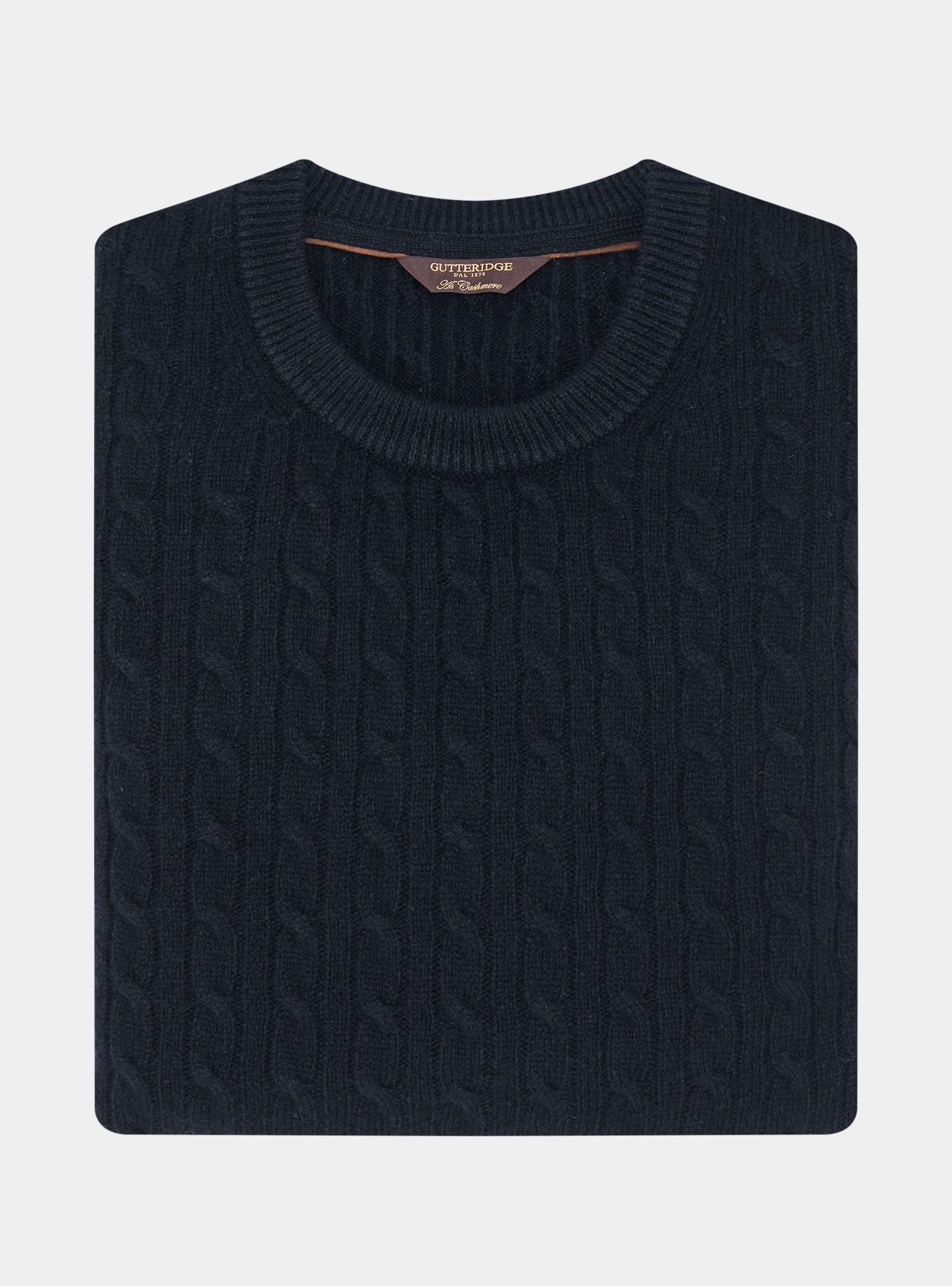 Cashmere wool crew-neck sweater with braid, NAVY BLUE