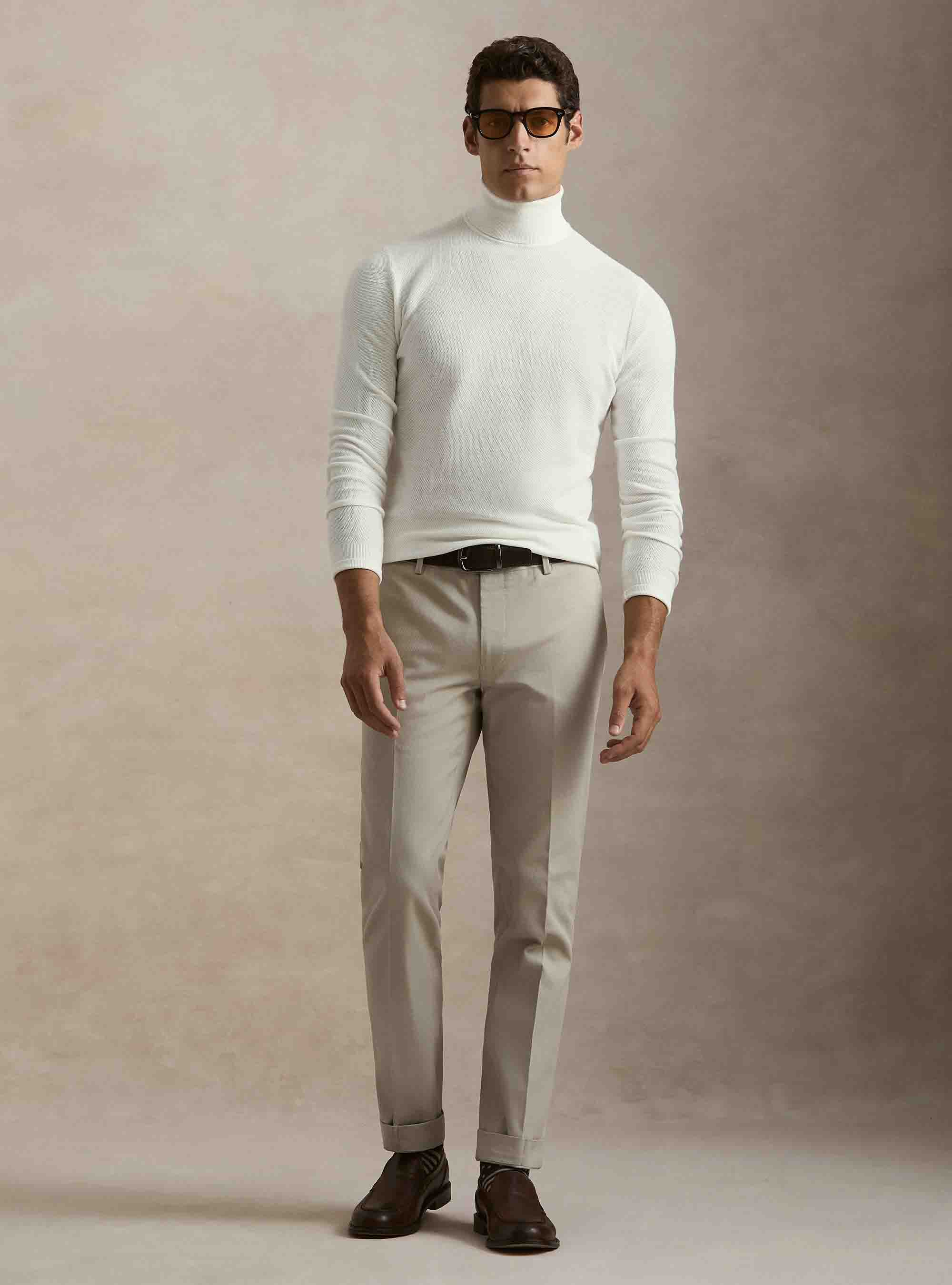 Pantalones de algod&oacute;n esmerilado, CRUDO