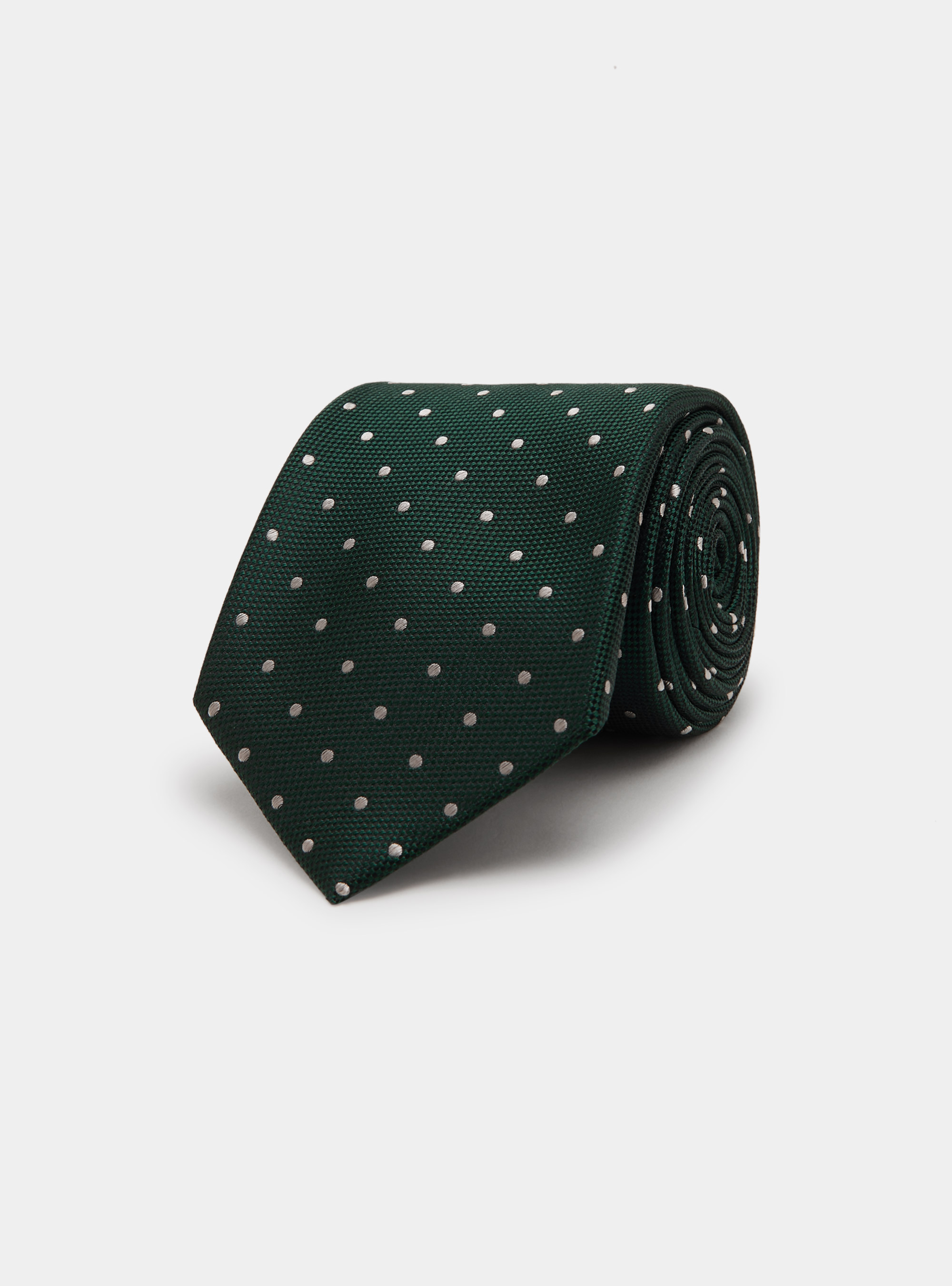 Cravate en soie à pois, VERT/ECRU