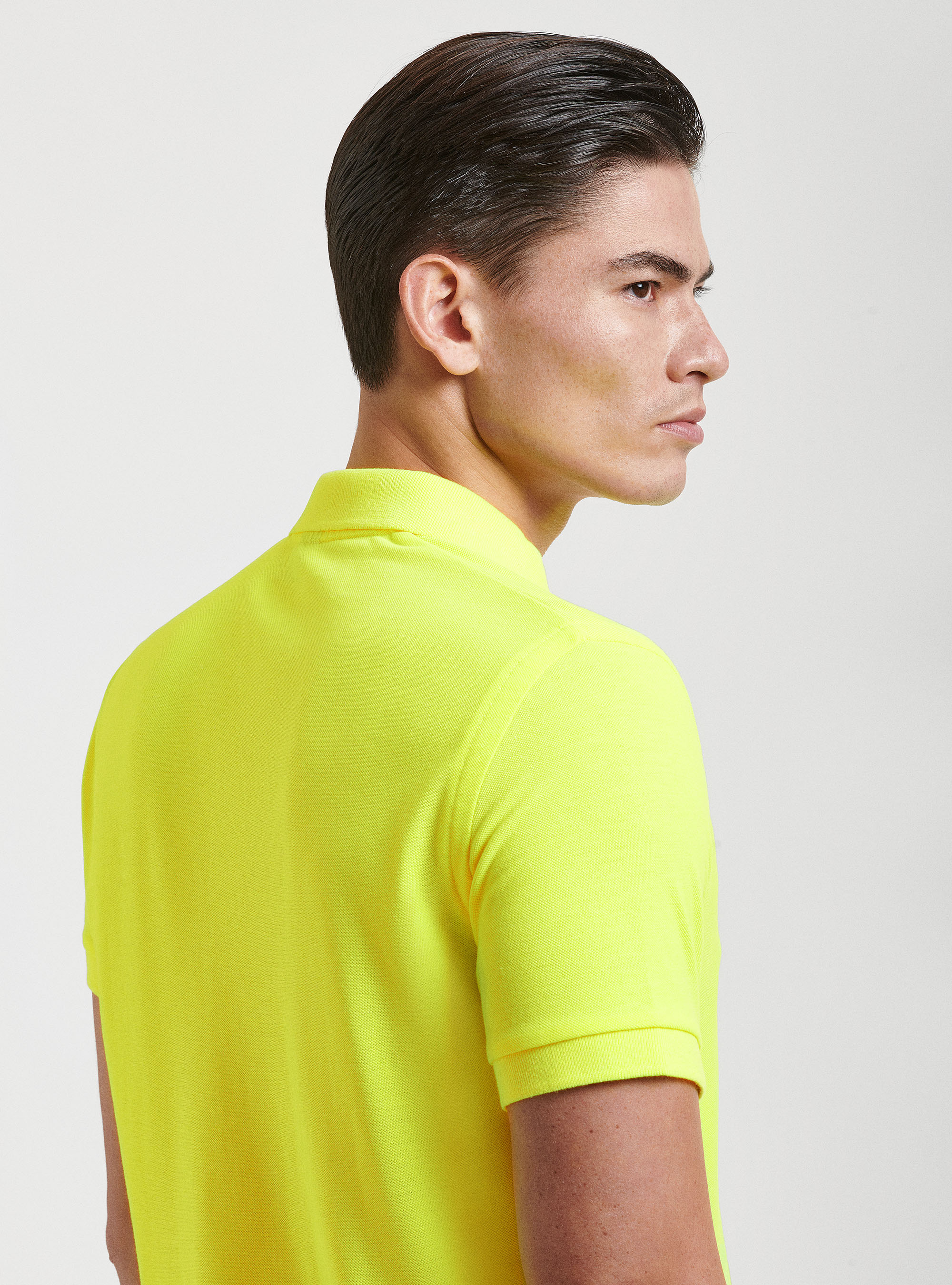 Fluorescent piqu&eacute; polo shirt with embroidery, 0751C GIALLO FLUO