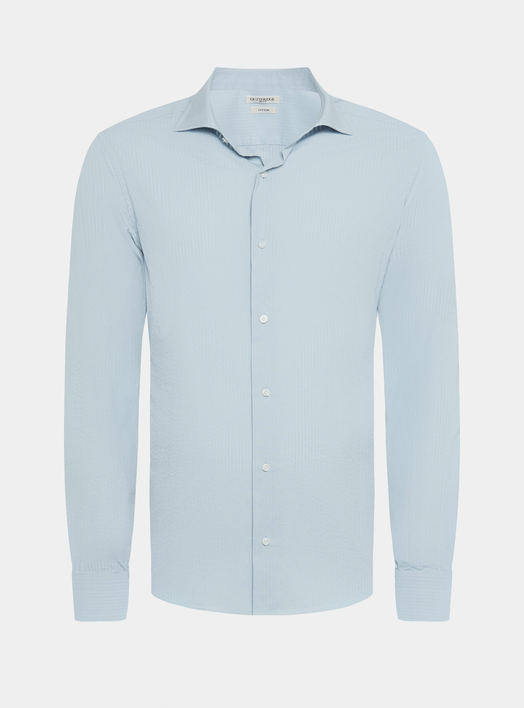 Pure cotton seersucker shirt, LIGHT BLUE