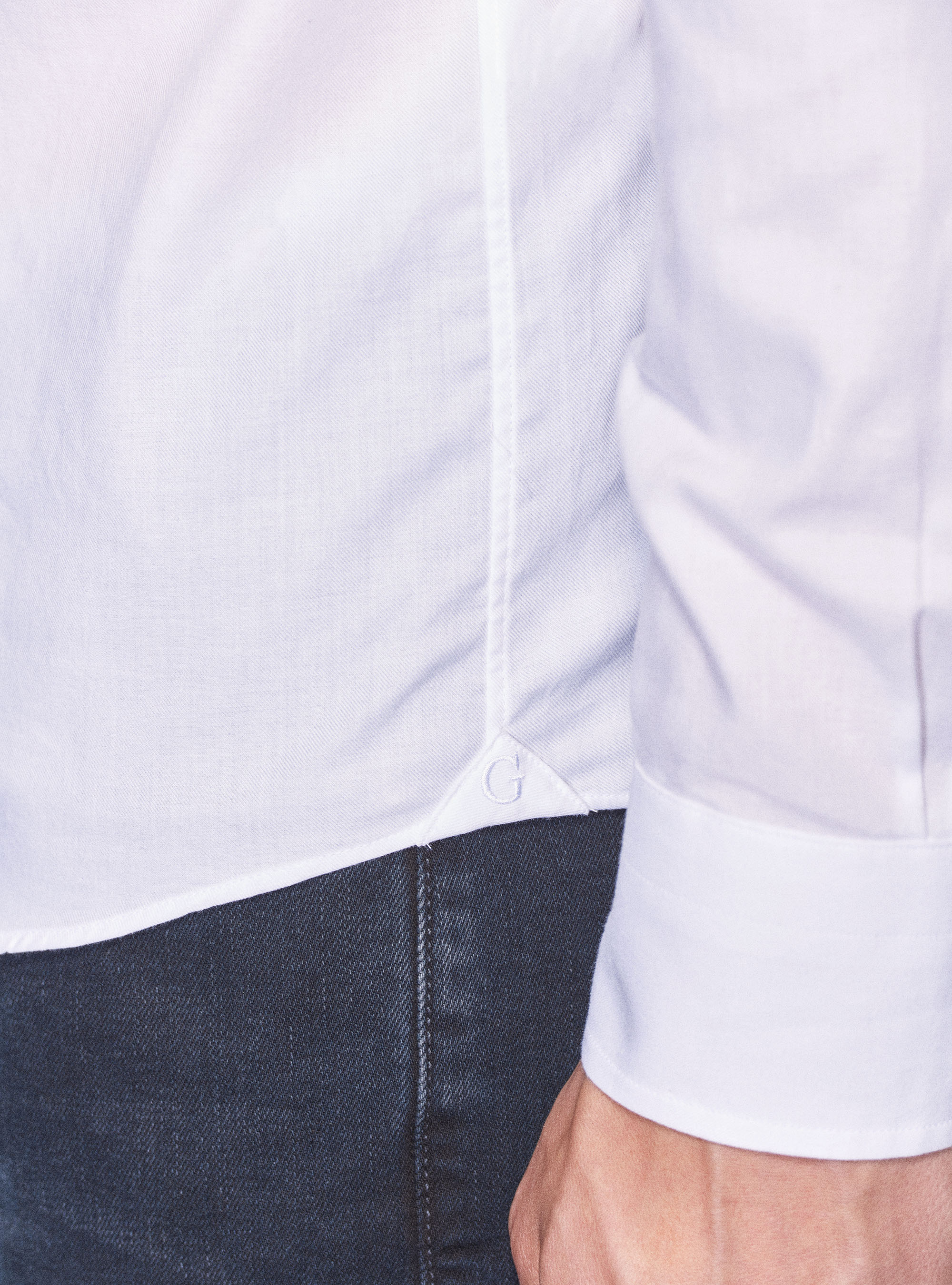 Camicia in flanella unita di cotone, BIANCO