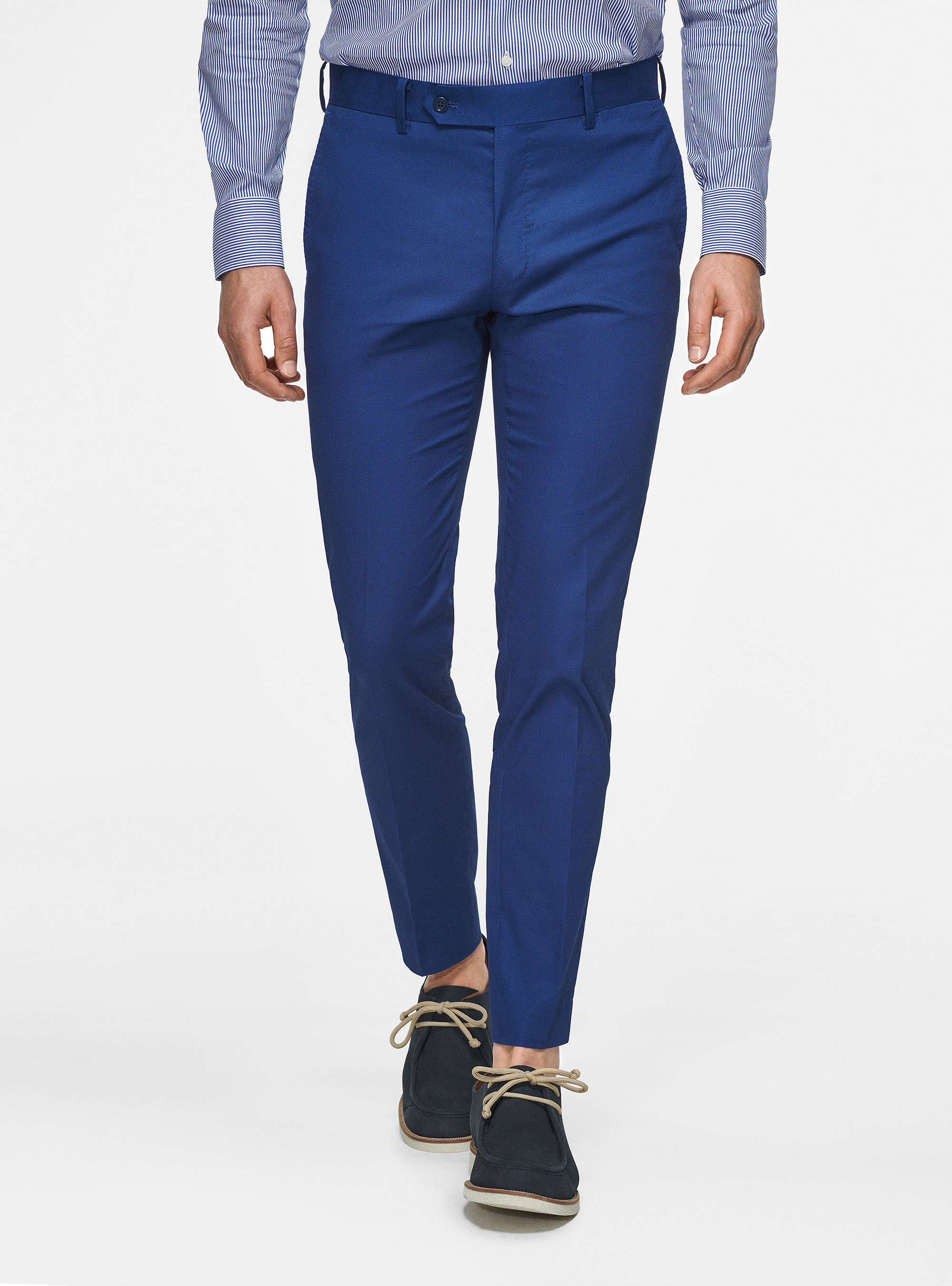 Pantaloni in puro cotone armaturato, BLU