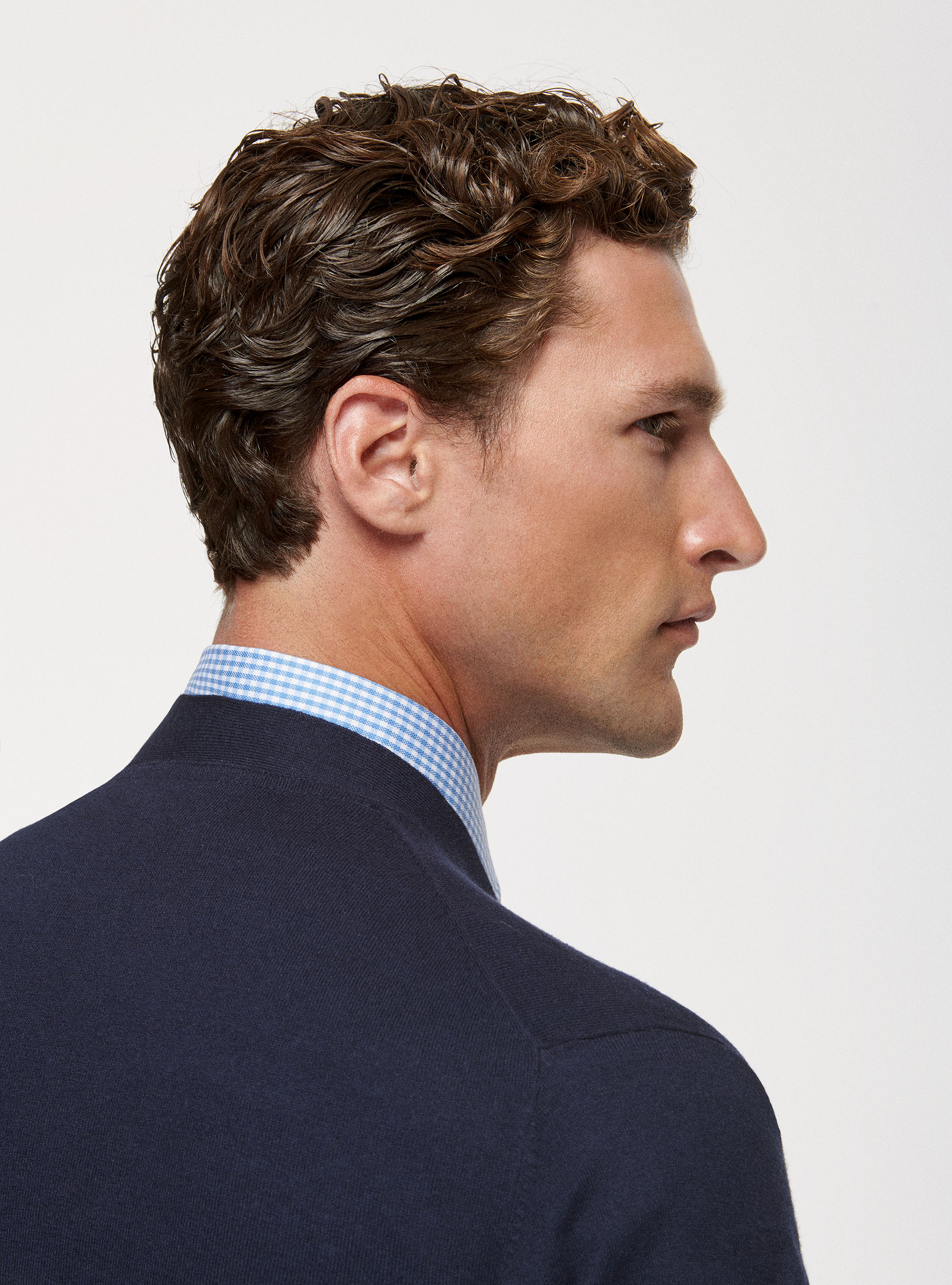 Cardigan in cotone seta e cashmere, BLU NAVY