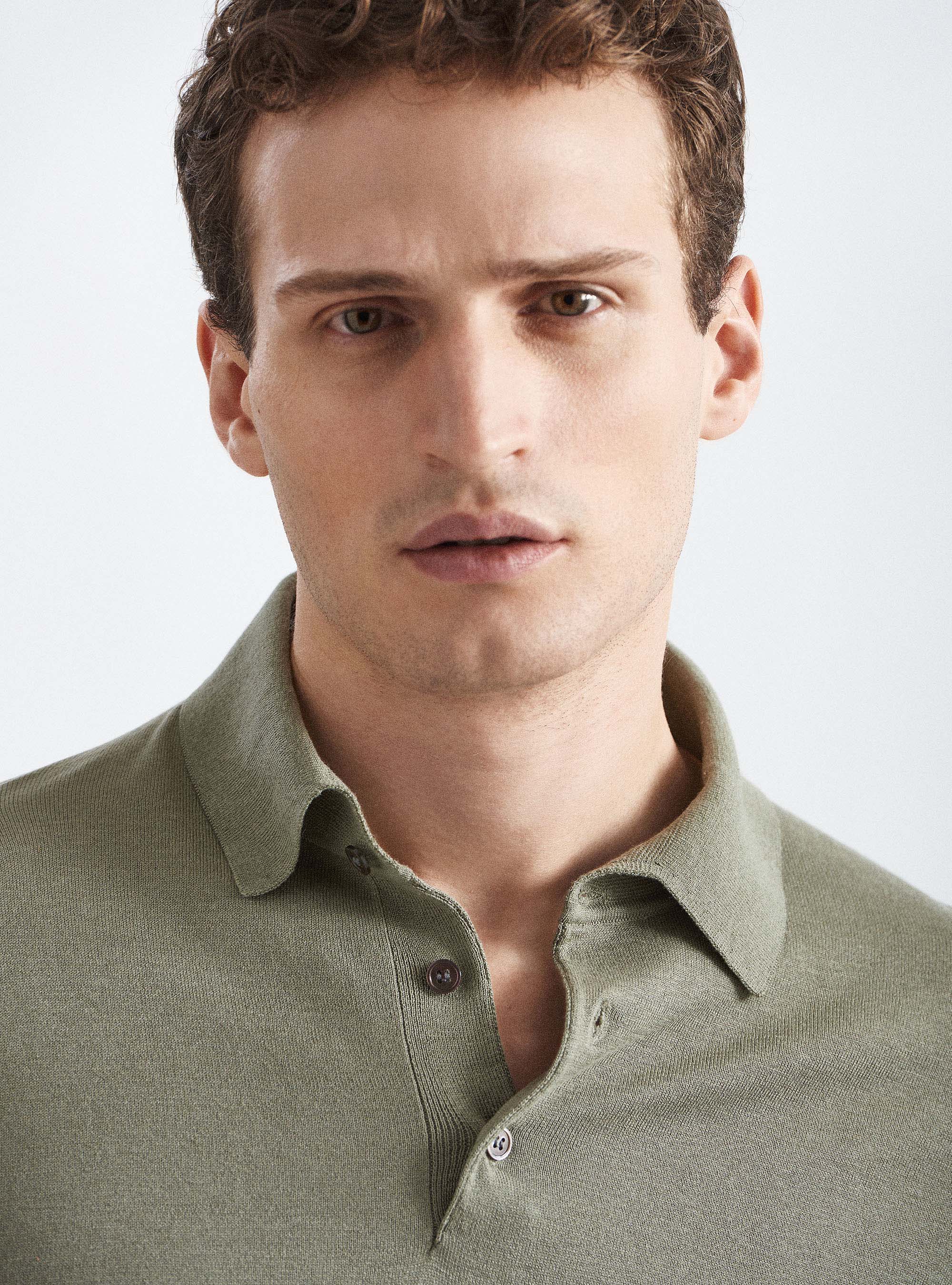 Polo de seda y algod&oacute;n, SALVIA 0602C