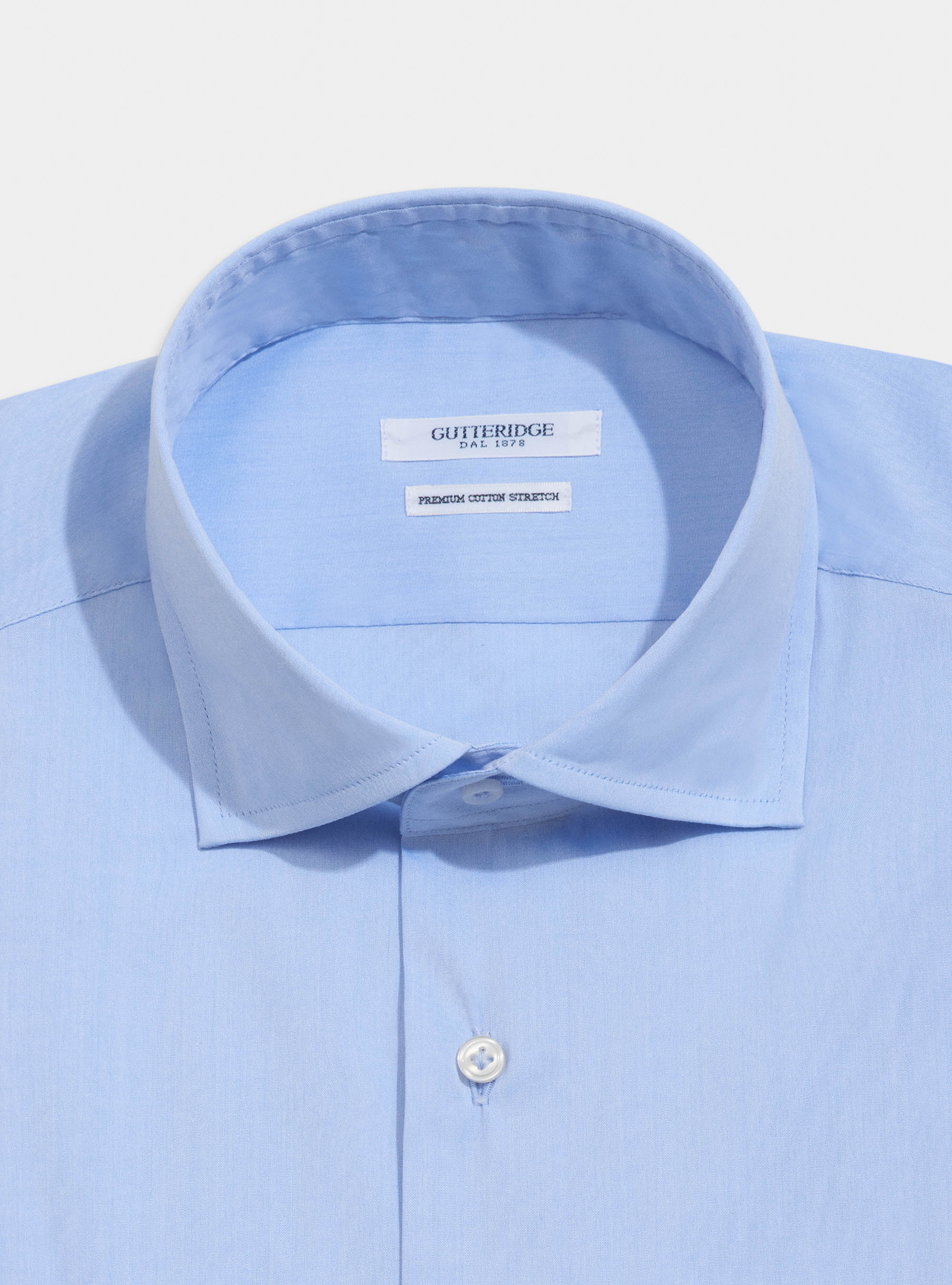 Camicia super slim in popeline di cotone stretch, AZZURRO