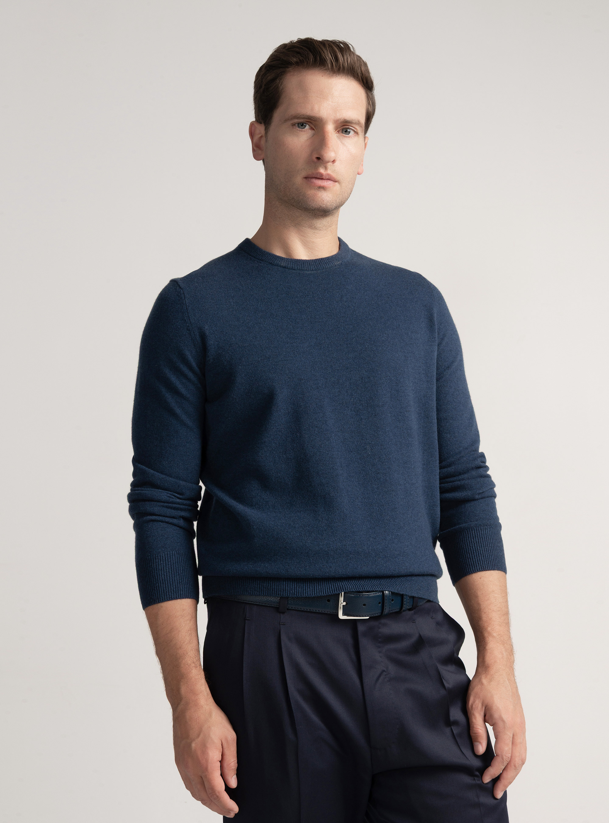 Trikot mit Rundhalsausschnitt aus Lambswool und Kaschmir, INCHIOSTRO 0232C