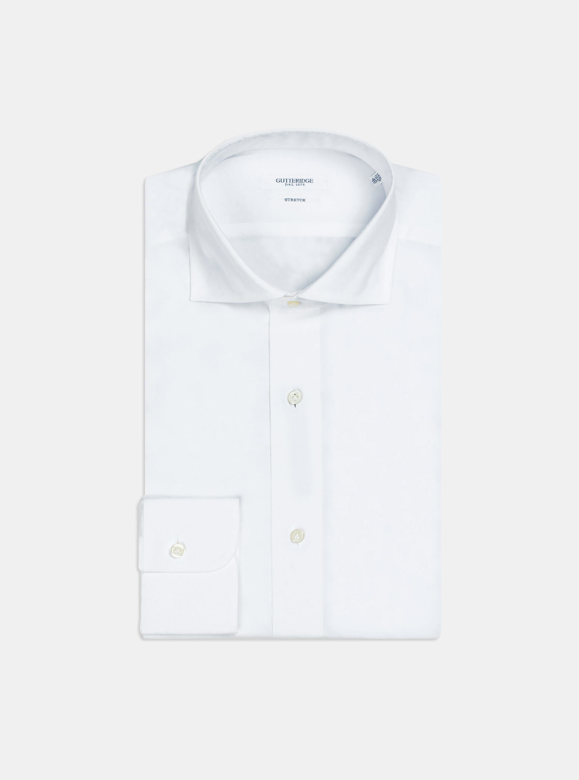 Stretch poplin French collar shirt, WHITE